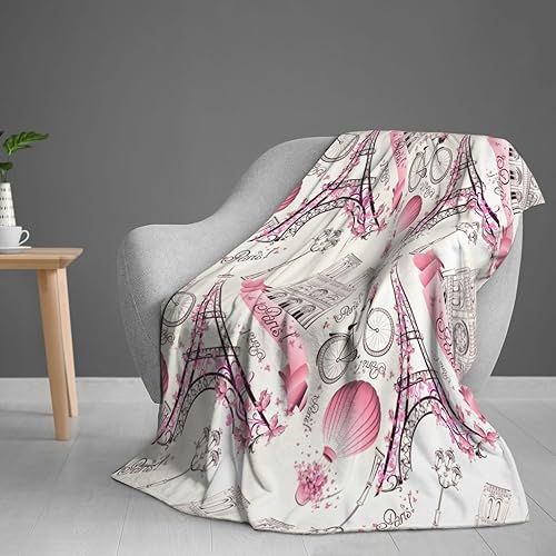 Miniatura 9 de Duduho Manta de cama de la Torre Eiffel de París, ultra suave, para el Día de San Valentín, para todas las estaciones, cálida y ligera, acogedora