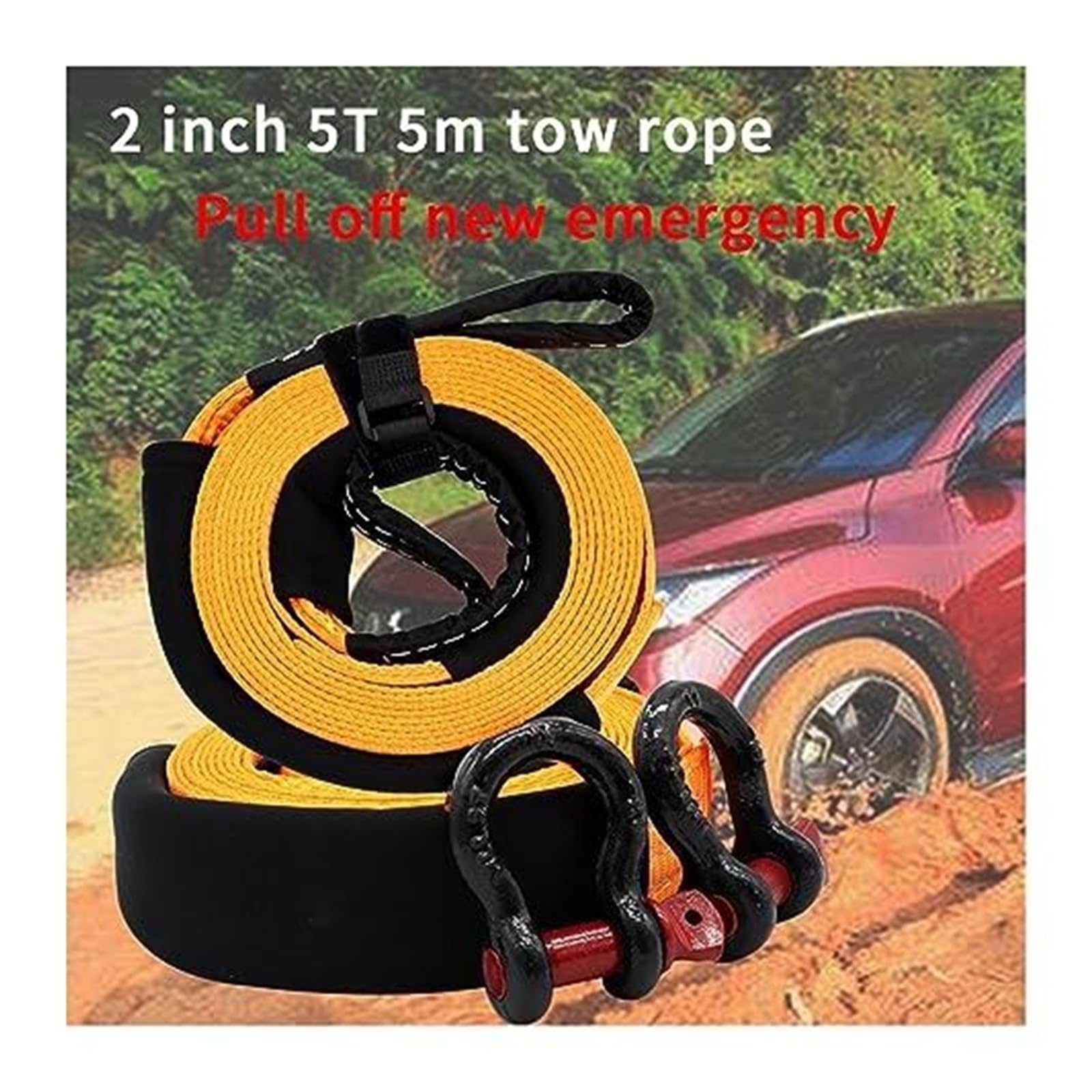 Syntetyczna lina do wciągarki, wytrzymała 5 m holownicza 8 ton z 2 hakami holowniczymi łodzi typu SUV przyczepą(With 2 Hook)