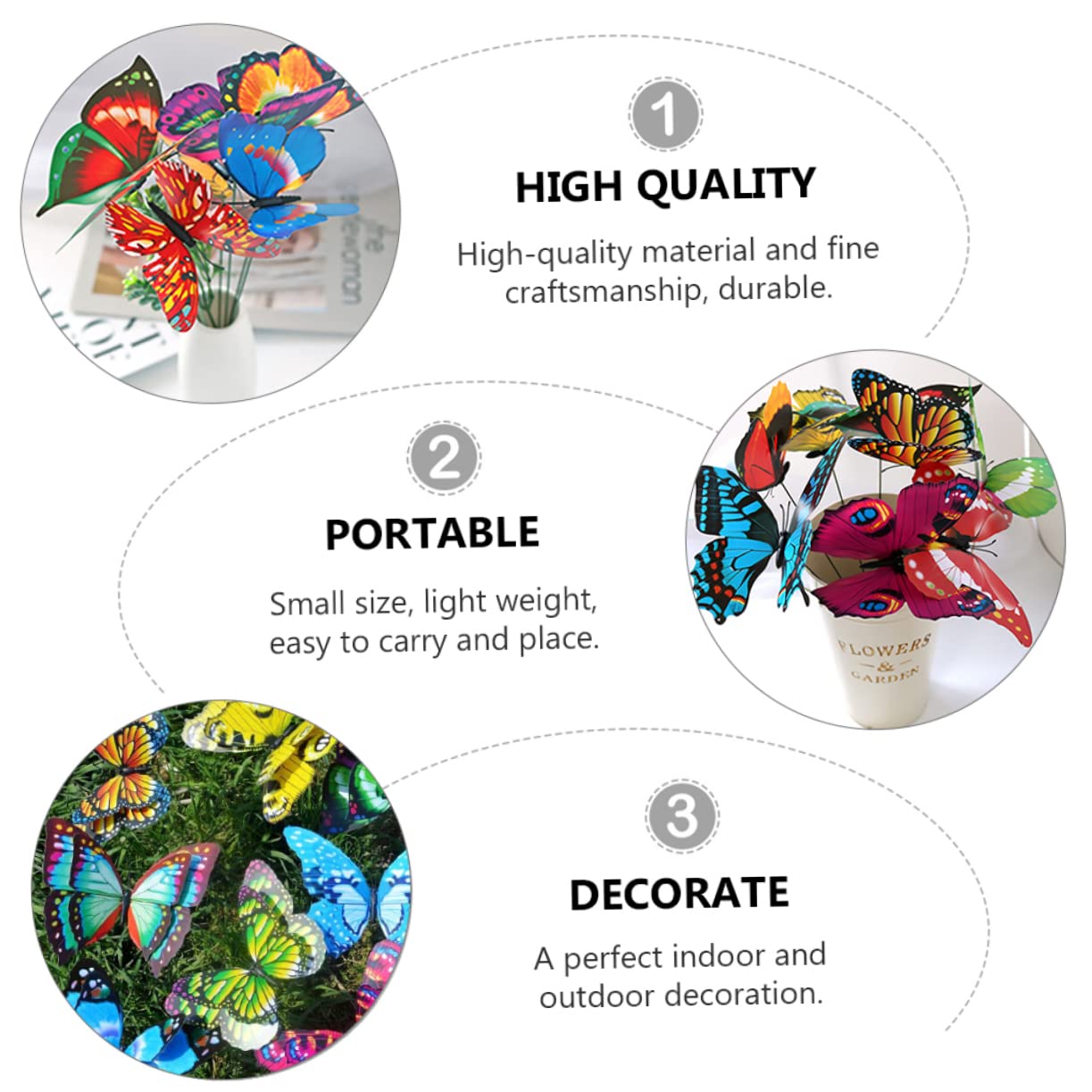 YARNOW 150pièces Piquets Décoratifs De Décoration De Jardin Couleurs Aléatoires pour Balcon Cour Et Fête