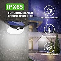 Vista 3 de HMCITY Luces solares para exteriores, 120 LED con 3 modos de iluminación, luces de pared con sensor de movimiento, IP65, impermeable, alimentadas