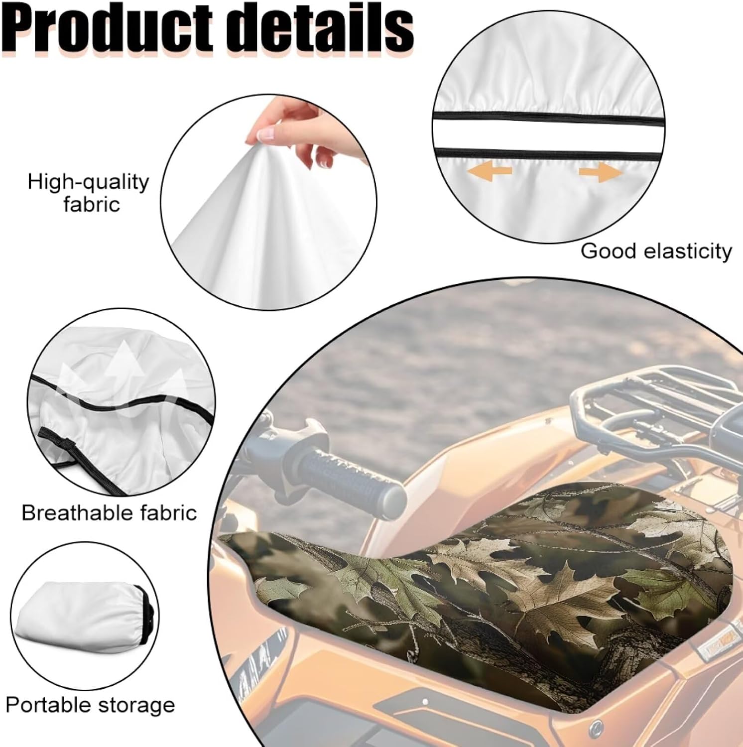 Howilath Camo Oak Hunting Wood ATV Seat Covers Waterproof Universal Elastic ATV Back Seat Powersports Cushion Covers Compatible with Most Vehicle