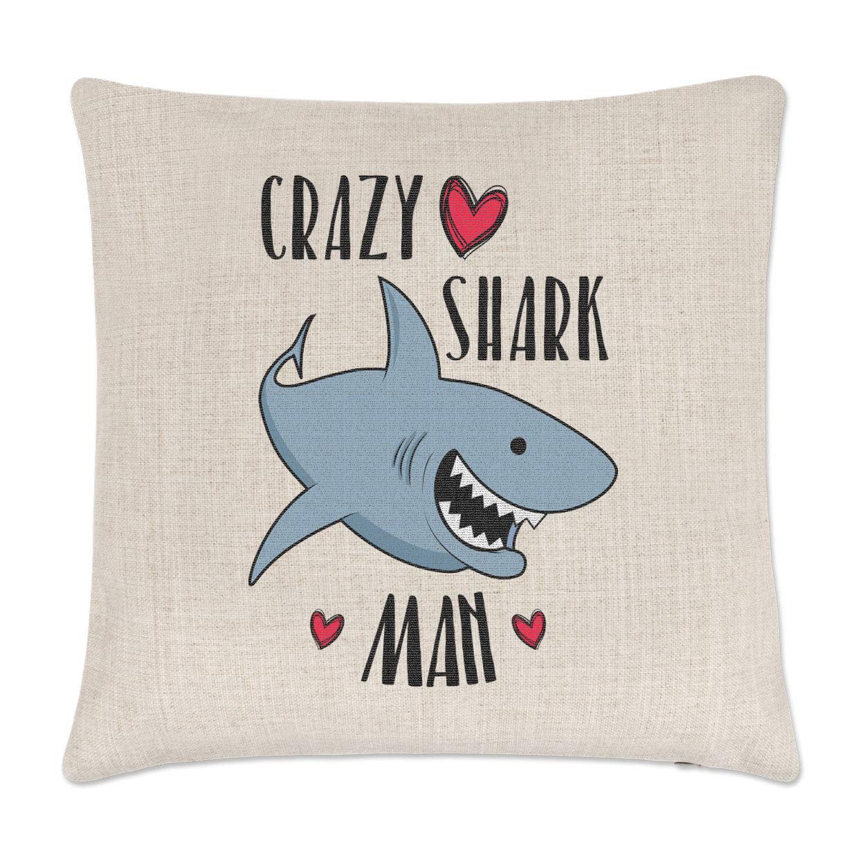 Gift Base Crazy Shark Man Linen Cushion Cover
