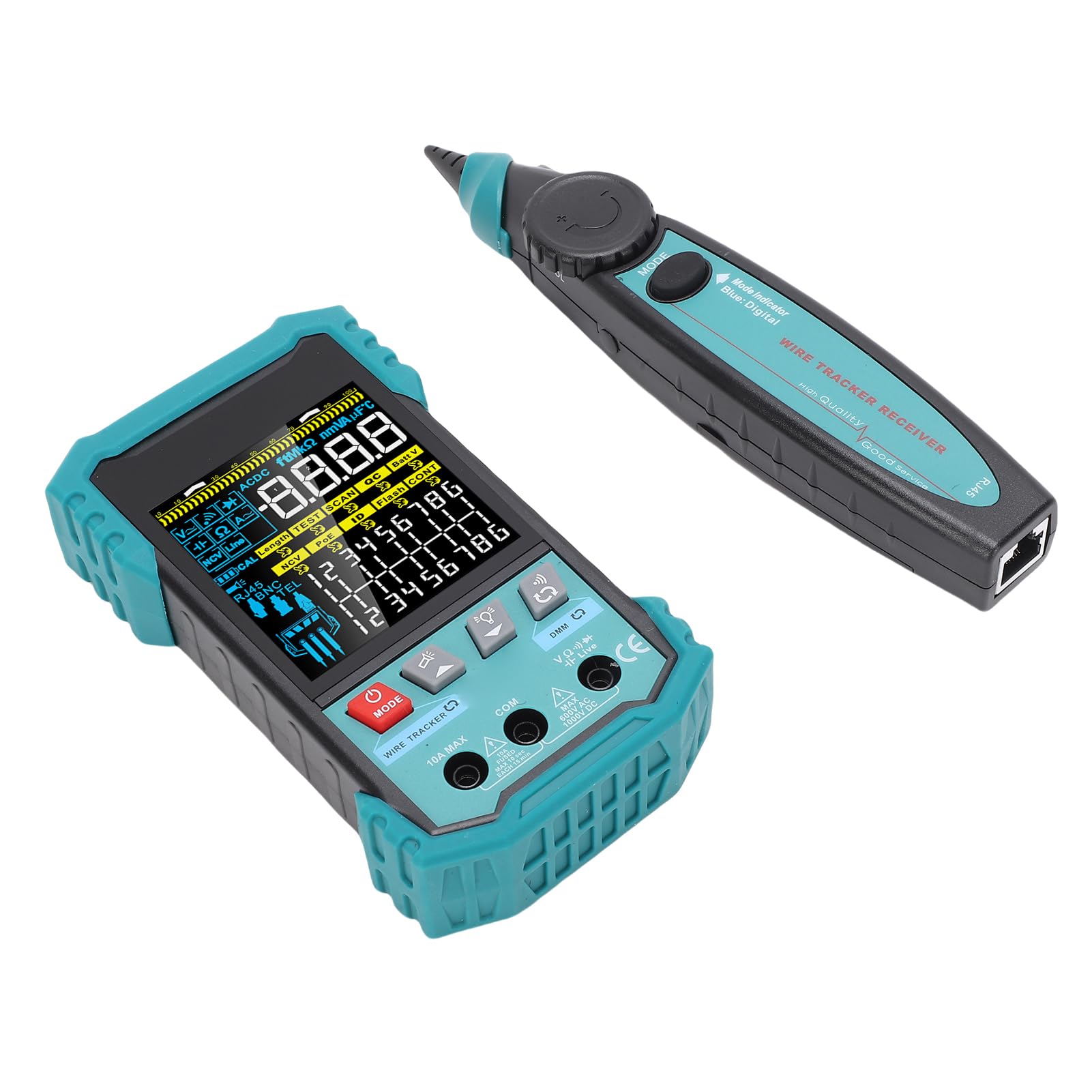 Eujgoov Tester per Cavi di Rete RJ45 con Multimetro e Rilevamento PoE per Test di Cavi Ethernet e Misurazione Portatile della Lunghezza