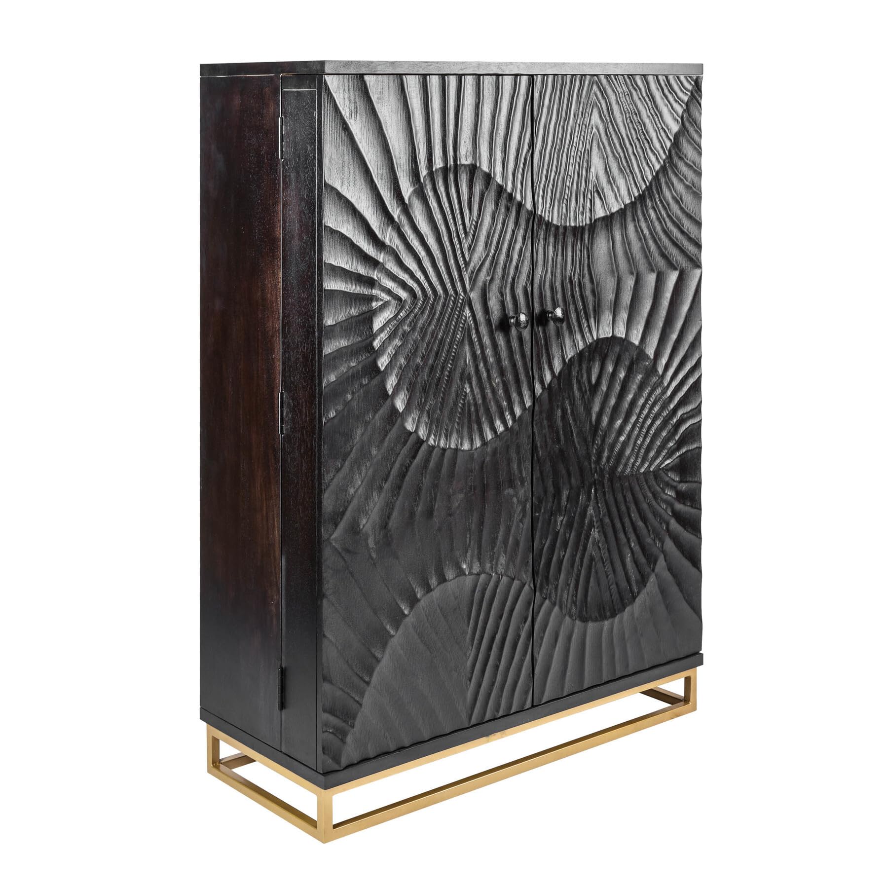 Barschrank SCORPION - 141cm - schwarz - Mangoholz Handgefertigtes Unikat