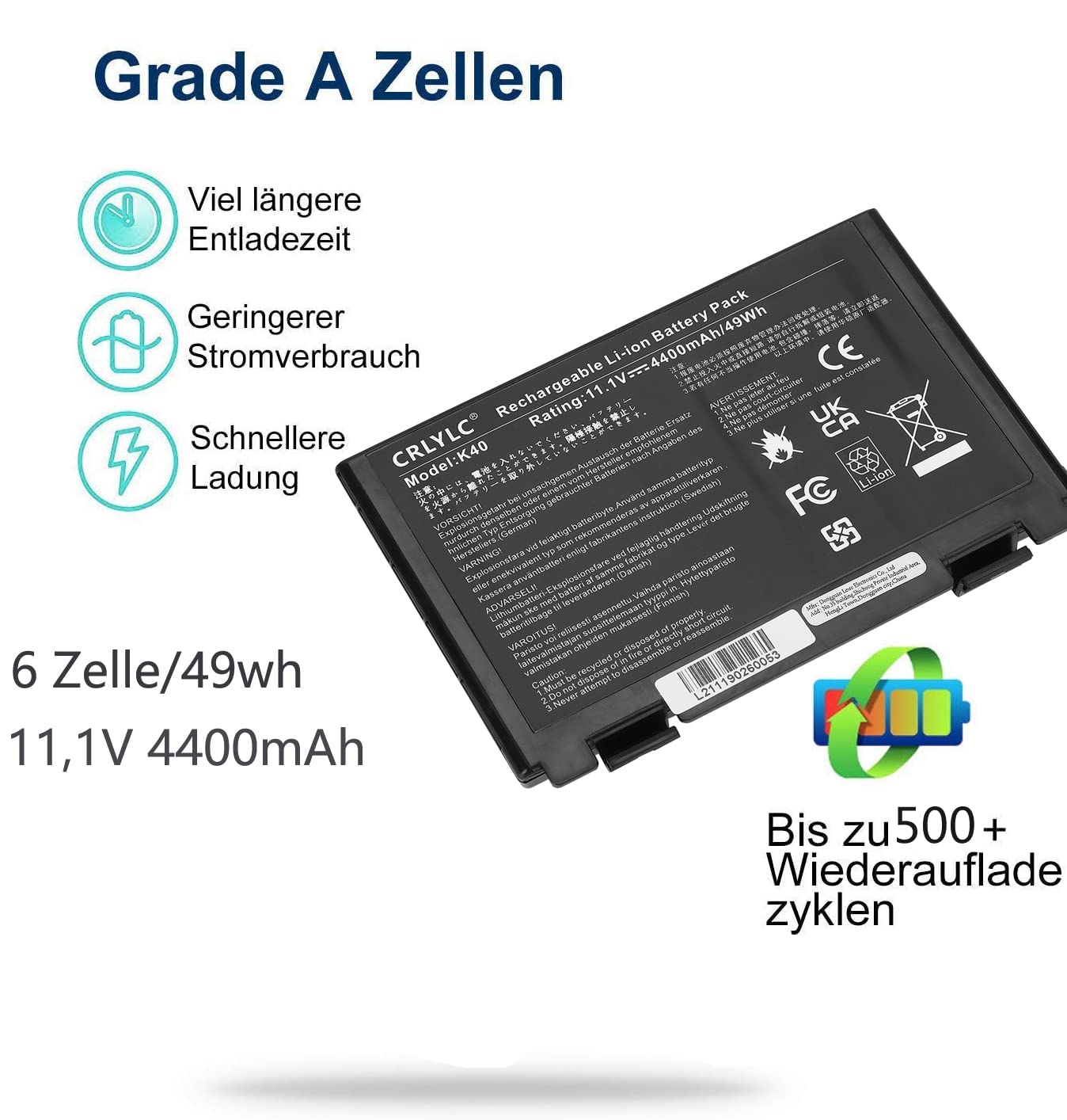 A32-F82 A32-F52 Batterie pour ASUS K50 K50C K50I K50IJ K50IN K70 K70I K70IJ K70IO K40 K40IJ K50AB K50AE K50AF K50ID K50IE K50IL K50IP F82 K51 K51AC K70A K70IC X5DC X5DIJ X5DIN X50GL P81IJ K60IJ
