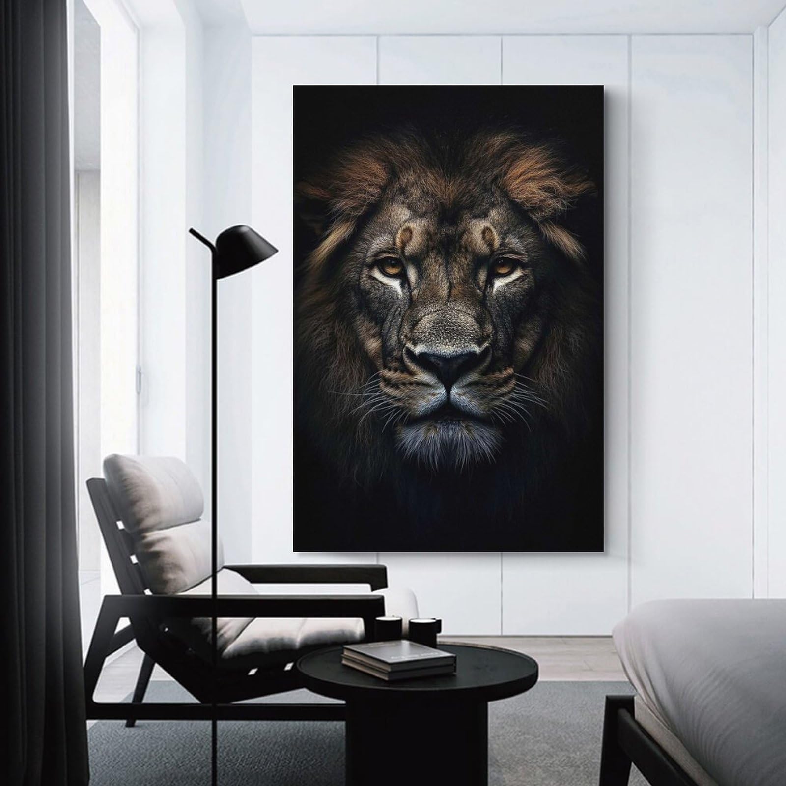 Majestic Lion Portrait Poster, Picture, Metal Print, Paint by Maria Mariou Canvas Wall Picture, 16x24inch(40x60cm), for Home, Office, Studio Or Guest Room, A Flexible Wall Accent for Shared Spaces