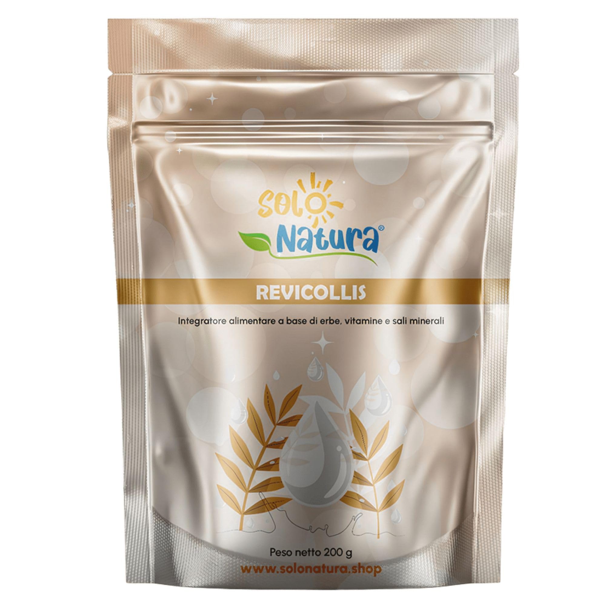Integratore con Collagene Marino Idrolizzato in Polvere da Bere REVICOLLIS. Integratore Alimentare per Pelle Unghie e Capelli con Collagene Vitamina C Zinco e Selenio. 200 G