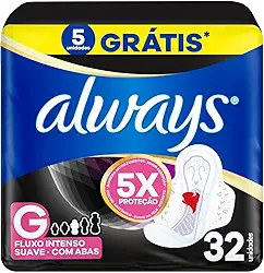 Always Noturno Suave, Absorvente Tamanho G, 32 Unidades