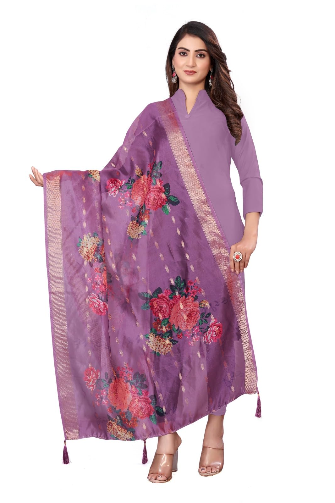 vrugam Dupattas Chiffon Sequence Lace Women Dupatta | College Scarf for Girls and Women | Chiffon Suit Chunni for Girls-picture-50