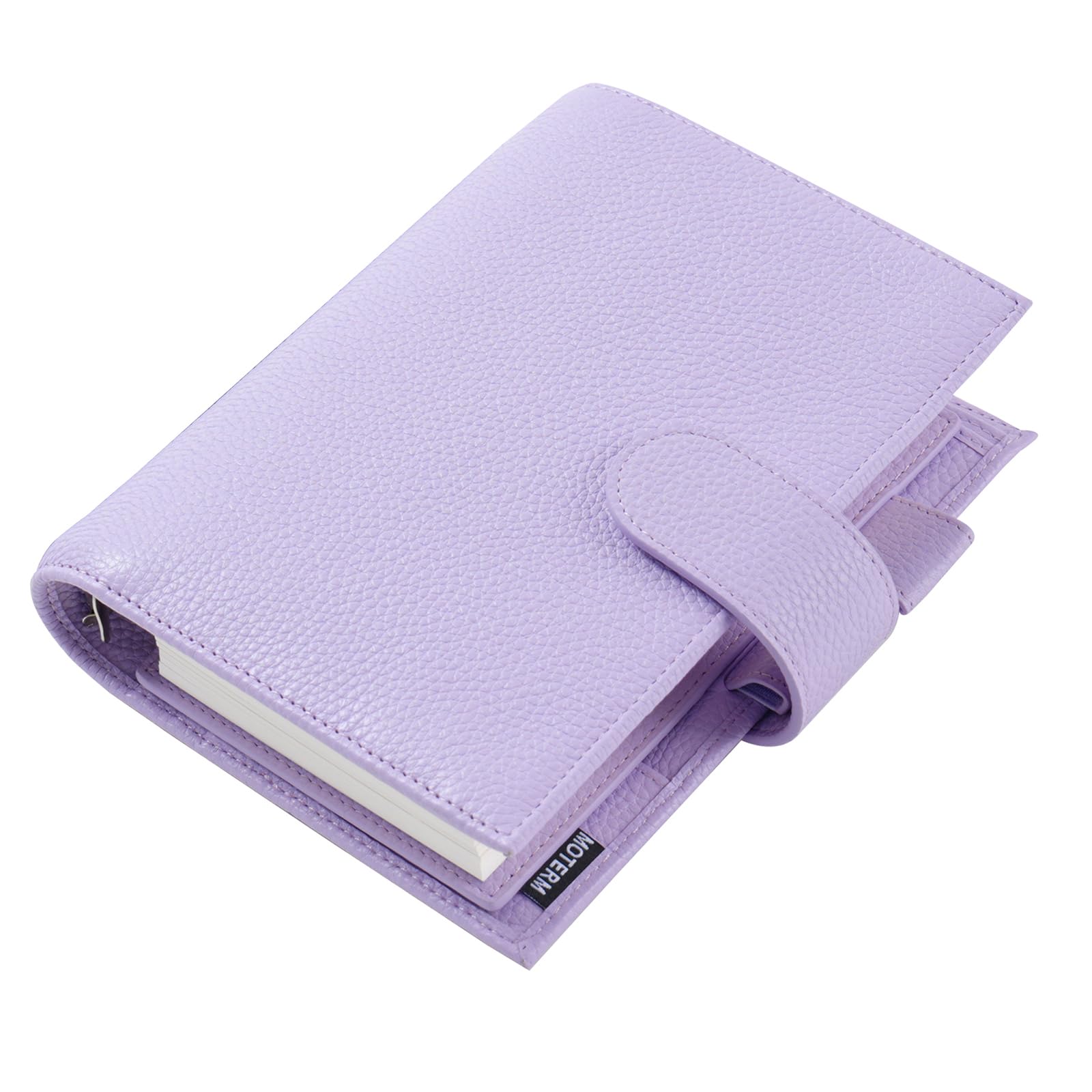 Moterm Personal Luxe Rings Planner - Genuine Leather Binder Organizer (30mm Ring, Pebbled-Lavender)
