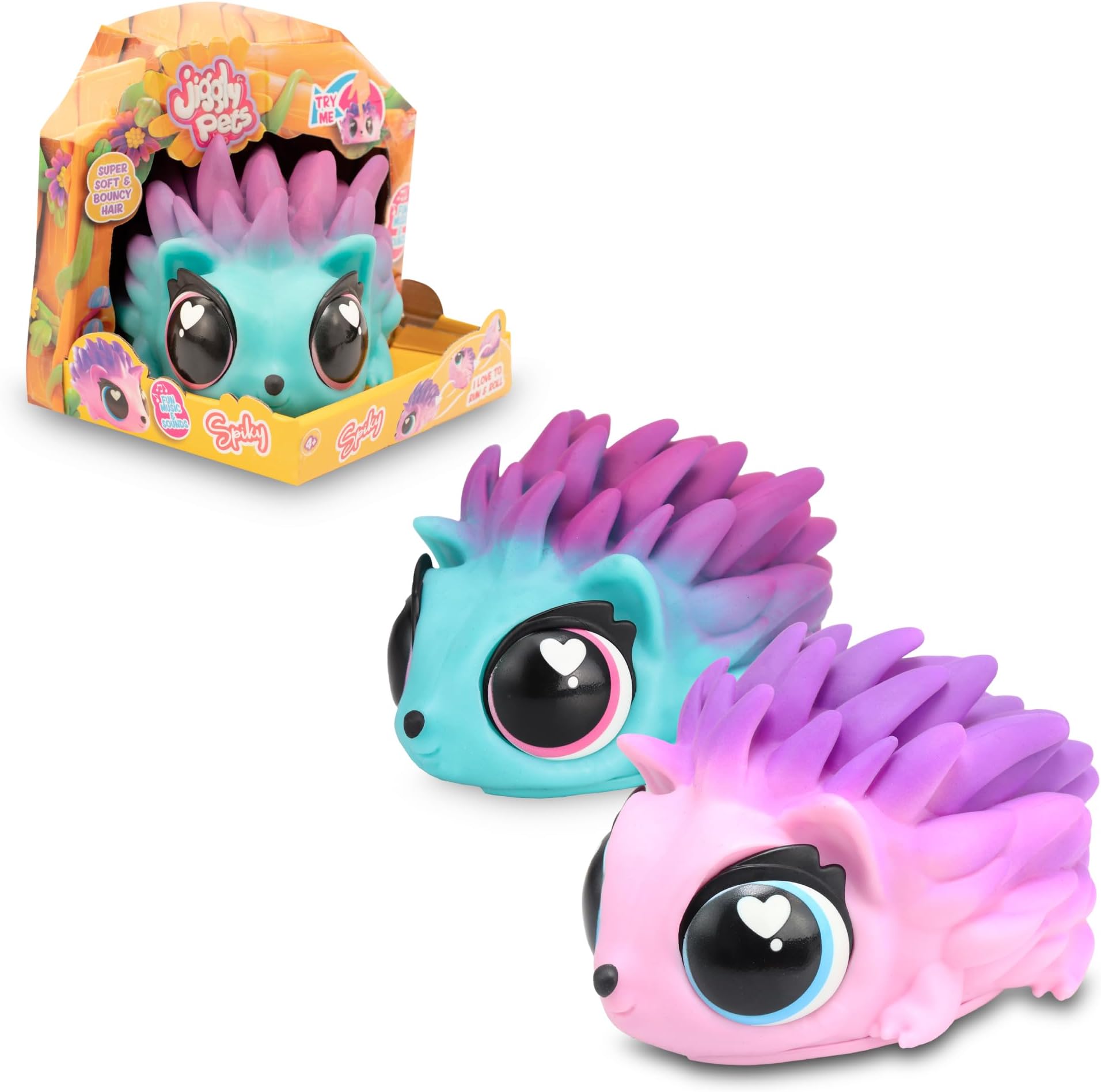 Jiggly Pets - My Spike Pet, Spiky The Hedgehog, Interactive Hedgehog, Soft Rubber Pet, Singing, Walking, Bike, Running, with Music, Ages 4+, Famous (JGG02000), Random Model
