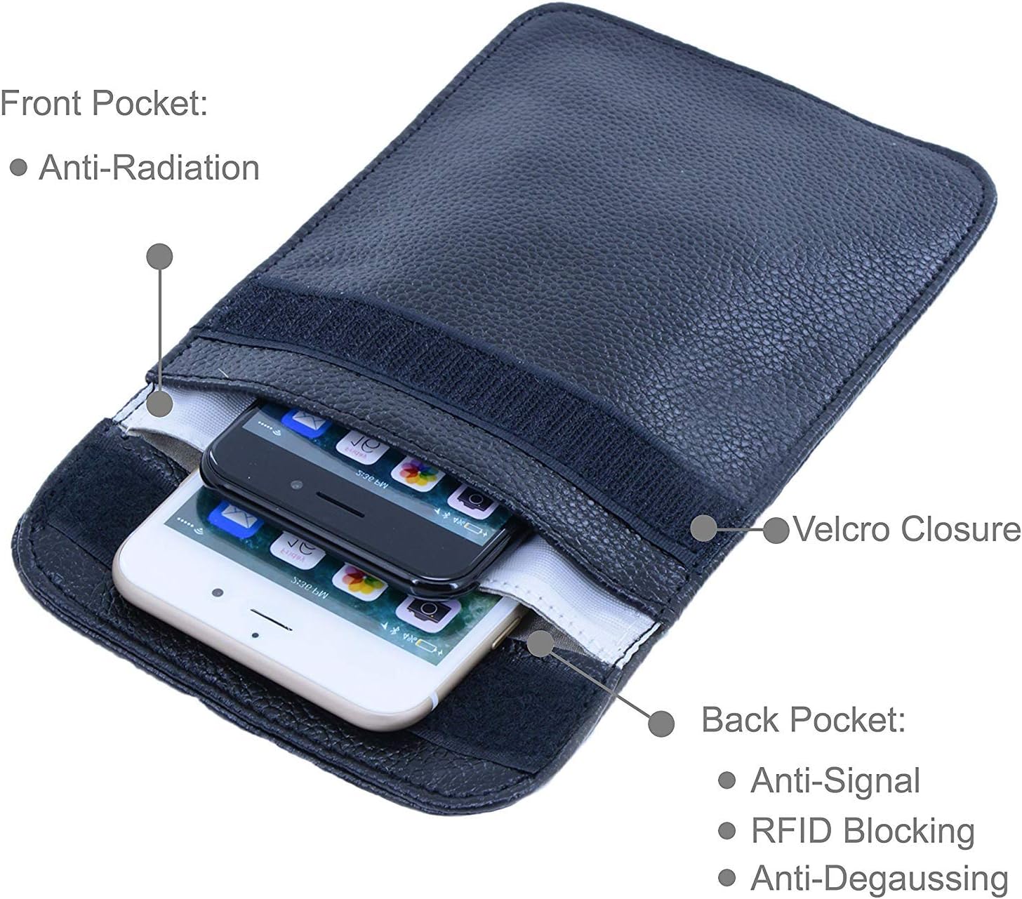 Leather Faraday Bag RFID Cell Phone Signal Blocking/Jammer Pouch Bag Anti-Spying/Tracking/Radiation GPS Shielding Passport Sleeve/Wallet Case,Car Key FOB