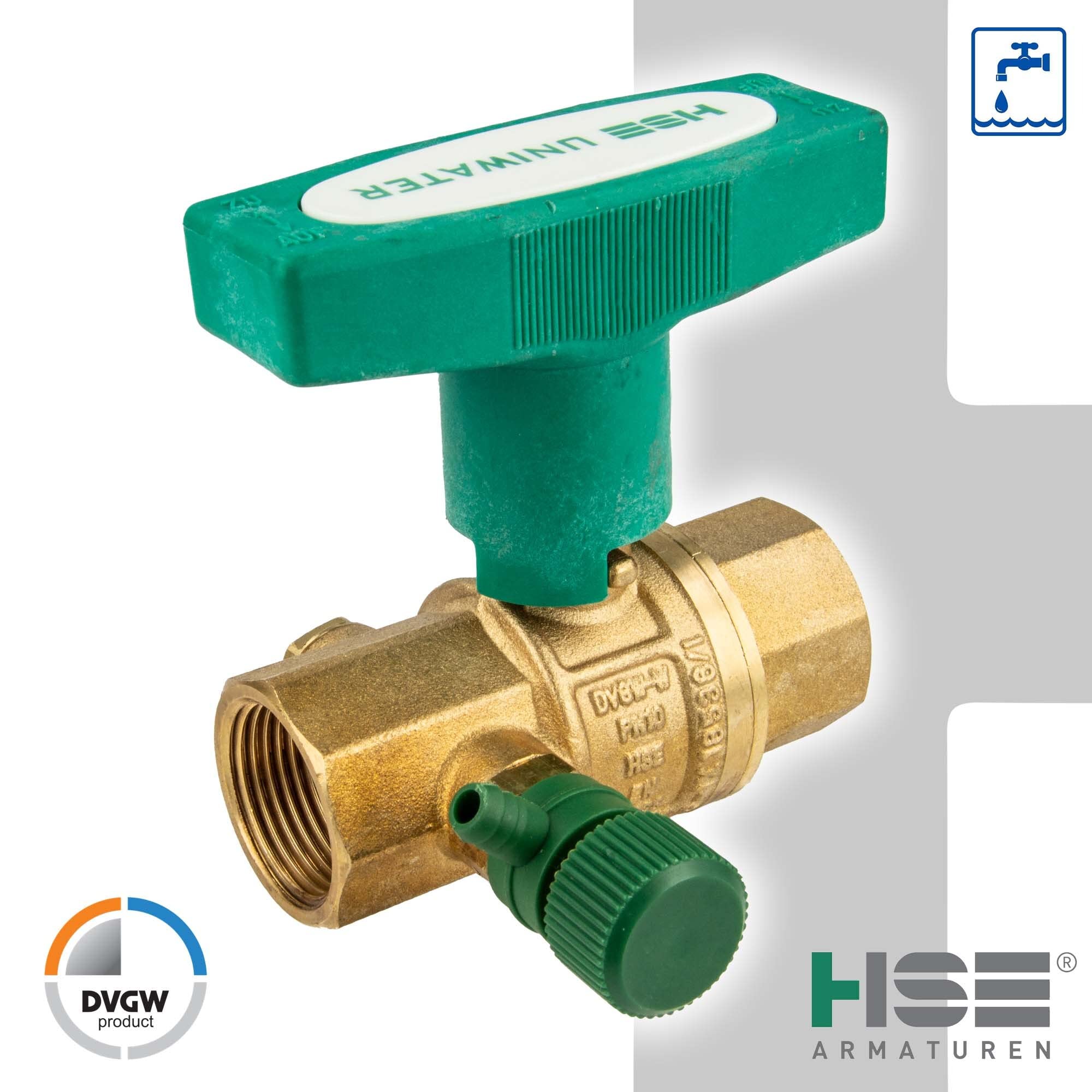 Hermann Schmidt UNIWATER DVGW Kugelhahn 1 Zoll IG (DN 25) mit Entleerung mit ISO-T-Griff, Typ 1469