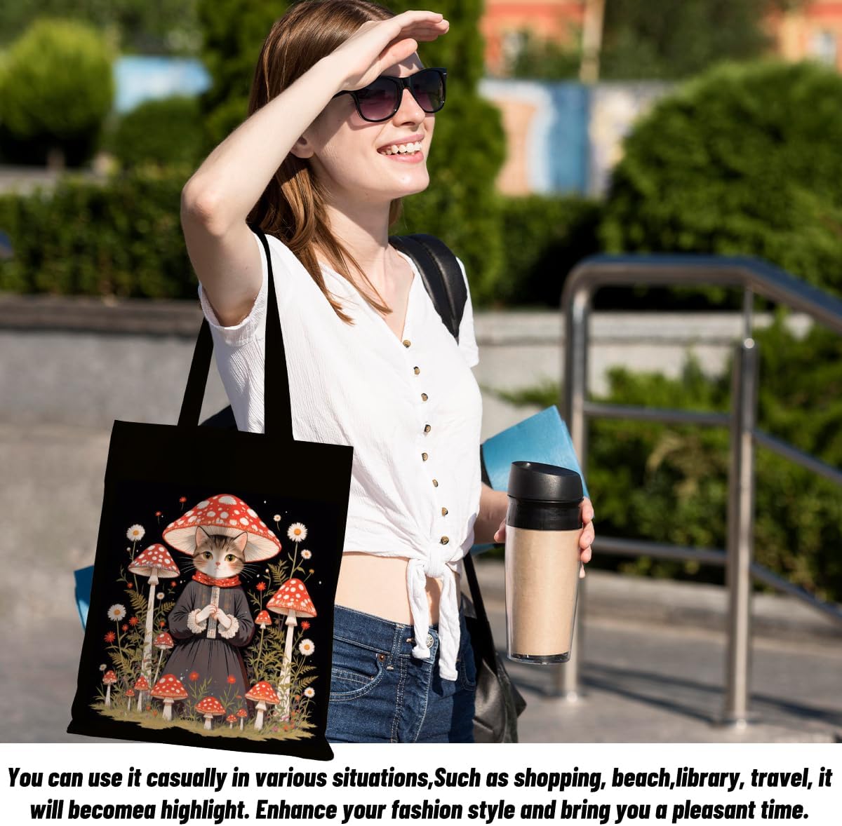 Cute Axolotls Cat, Moon Witch Series Inspirational Quotes Grocery Bags Gifts for Women - Image 3