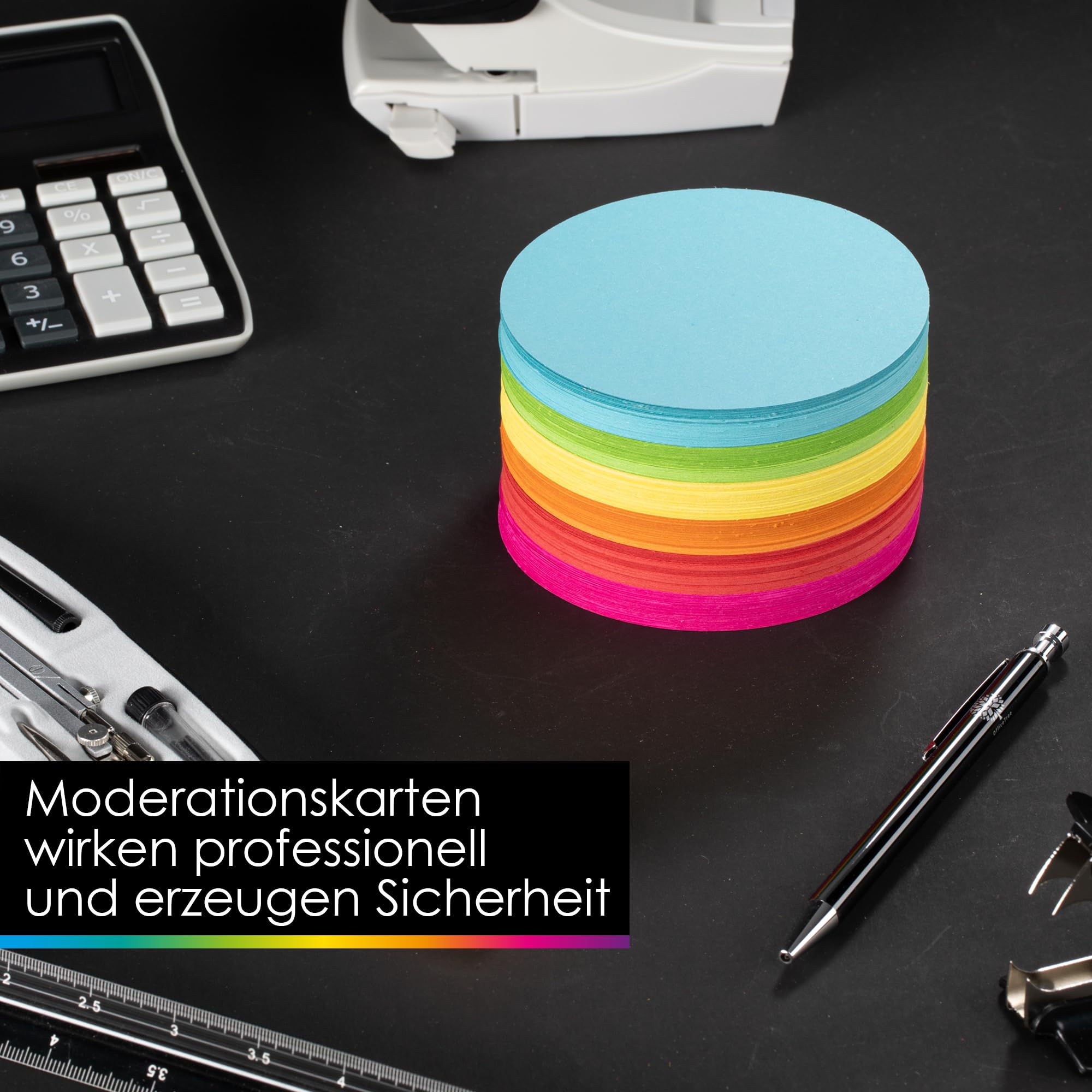 OfficeTree 750x Moderationskarten Set - 6 Farben - Rund, Oval & Rechteckig - Metaplankarten - Präsentationskarten - Moderationsset als Seminar Zubehör für Moderationskoffer Präsentation und Vortrag