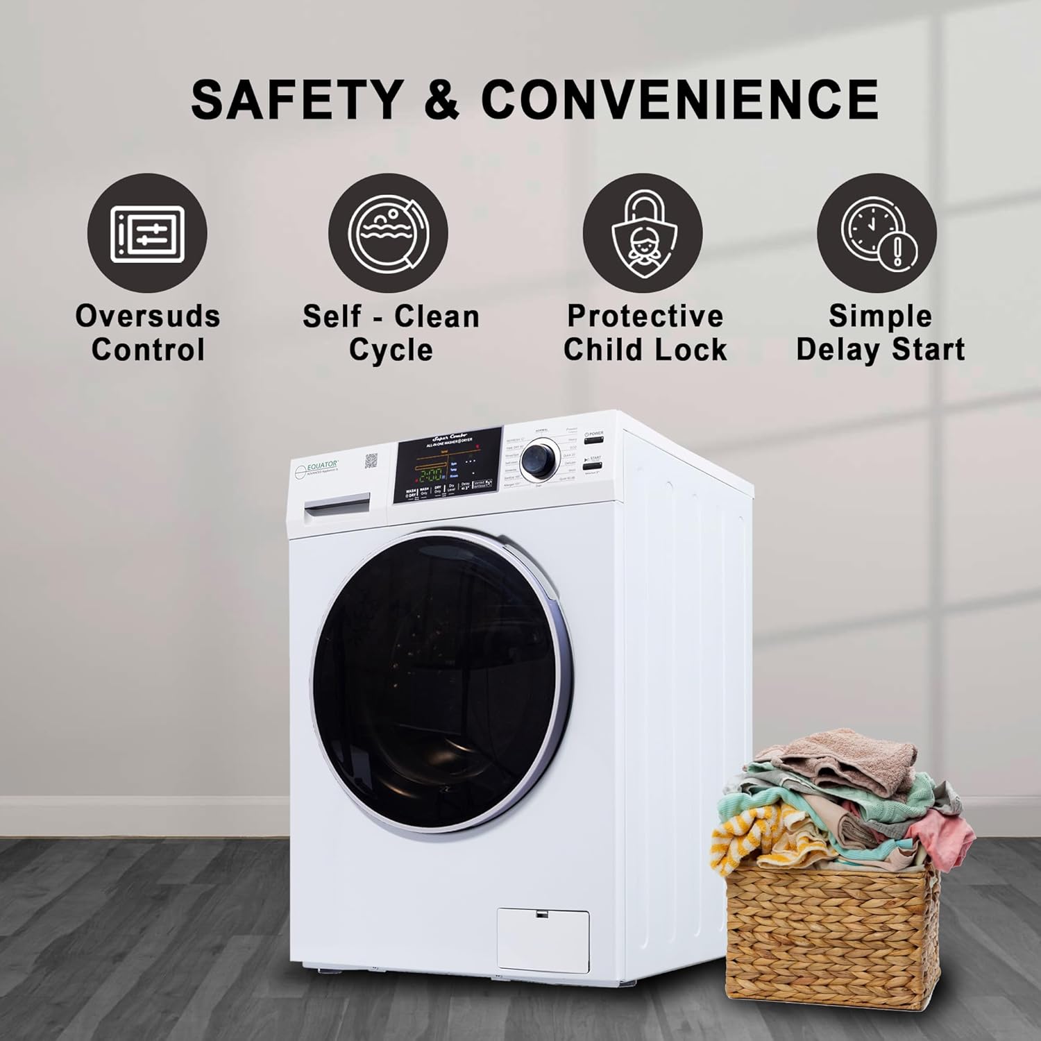 White 36" Electric Smart Combo Washer Dryer