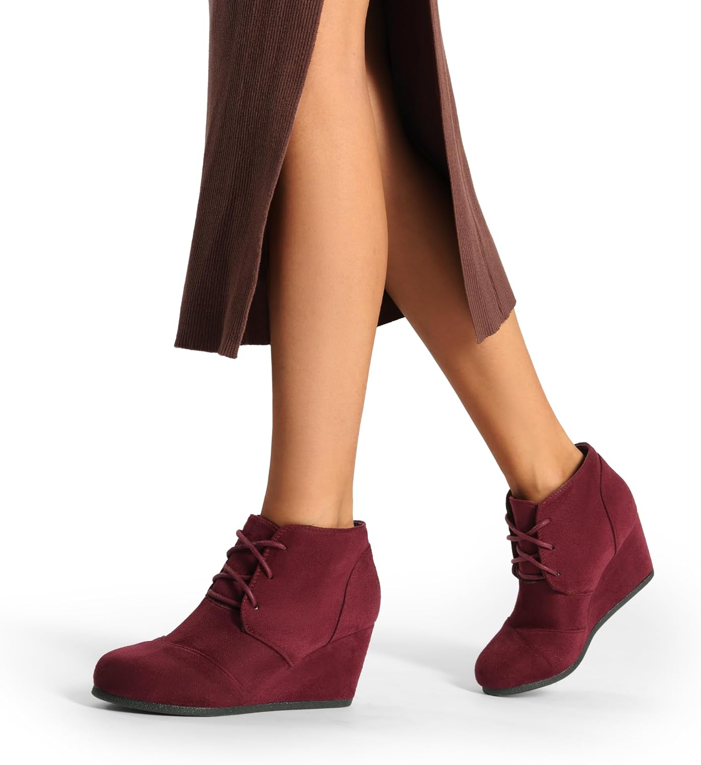 DREAM PAIRS Women's Wedge Boots Casual Fashion Lace Up Low Heel Ankle Booties Shoes - Image 2