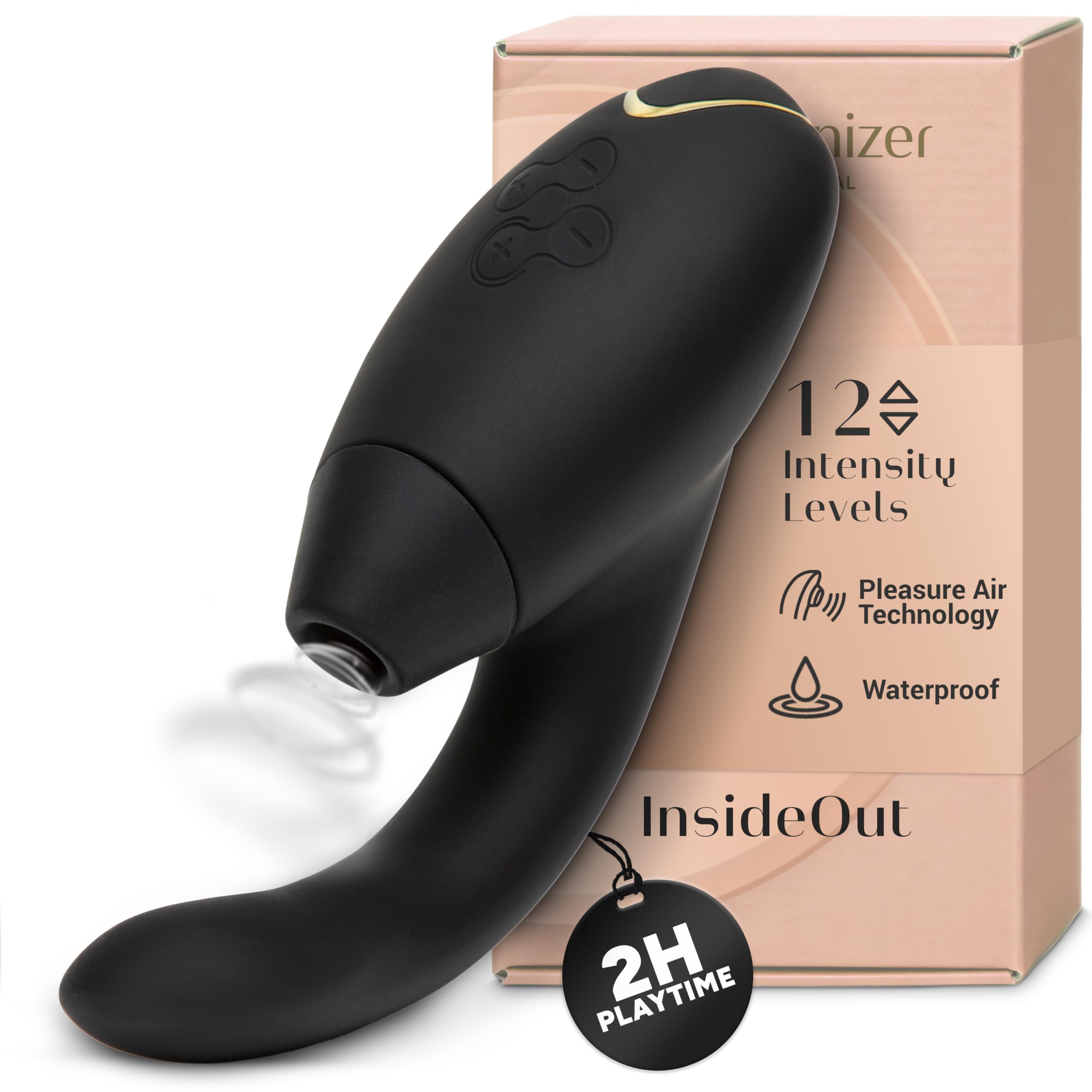 Womanizer InsideOut Clitoral Sucking Vibrator Gifts for Women - Vibrating Adults Sex Toy for Women Clitoral & G-spot Stimulation - Womens Rabbit Vibrator with 12 Intensity Levels - Waterproof - Black