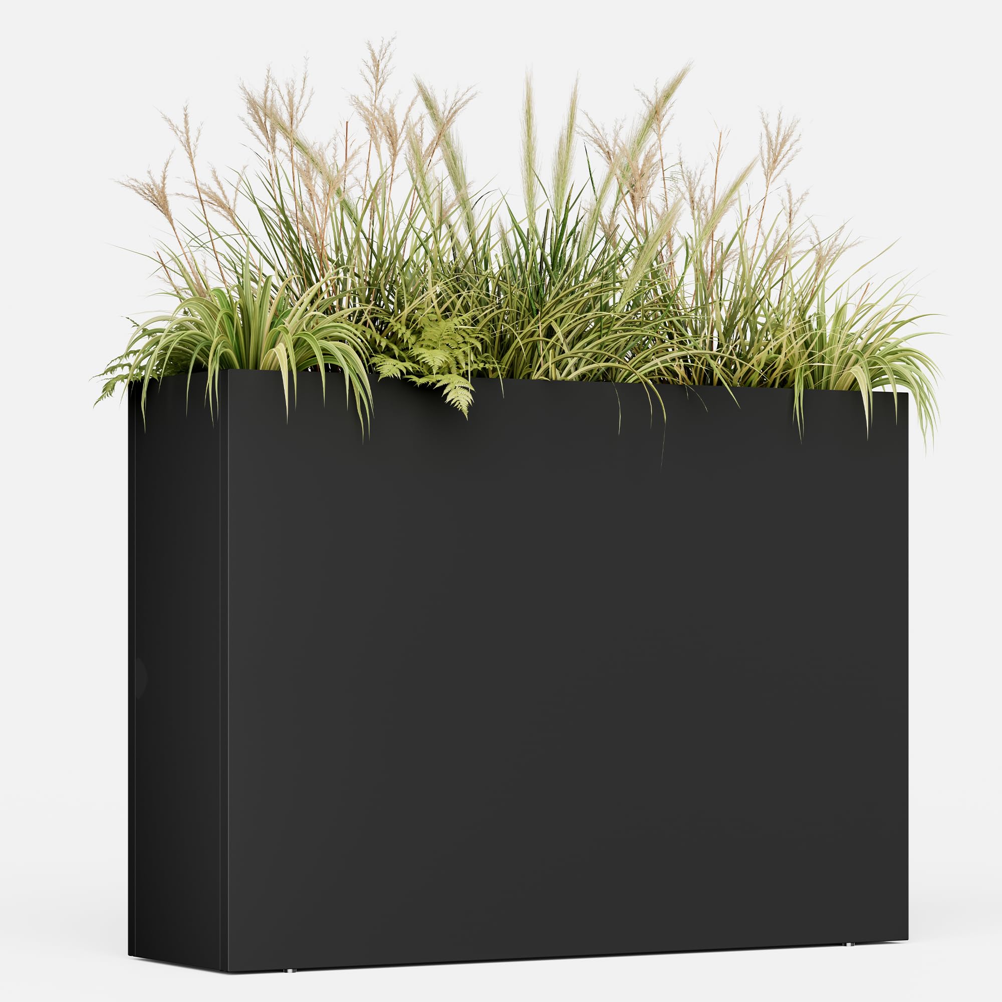 Bevivog Metal Planters for Outdoors, Large Metal Planter Box 36”L x 10”W x 26”H Tall Rectangle Planter Box with Removable Insert Shelf, Heavy Outdoor Pots for Porch, Garden, Patio, Yard, Deck