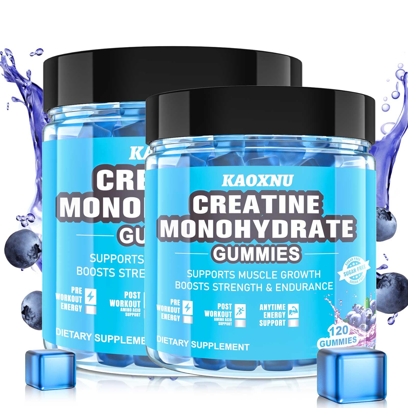 2 Pack Creatine Monohydrate Gummies 5000mg for Men & Women, 120 CT Chewable Creatine Monohydrate for Muscle Support, Energy Boost, 5g of Creatine Monohydrate per Serving - Sugar Free,Vegan
