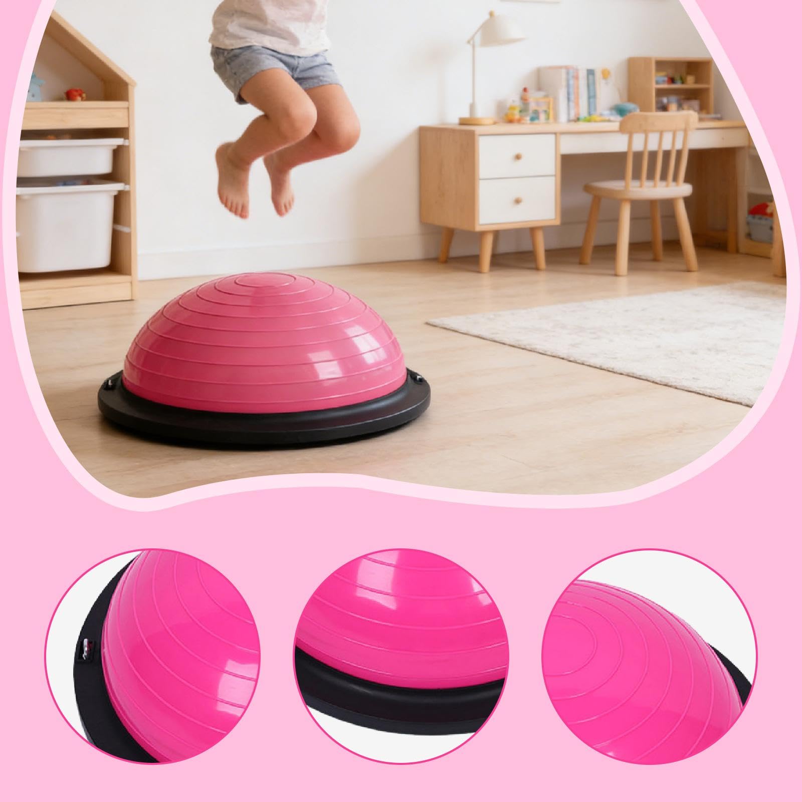 de Equilibrio Semiesférica con Bandas de Resistencia – para Danza, Pilates Y Flexibilidad.