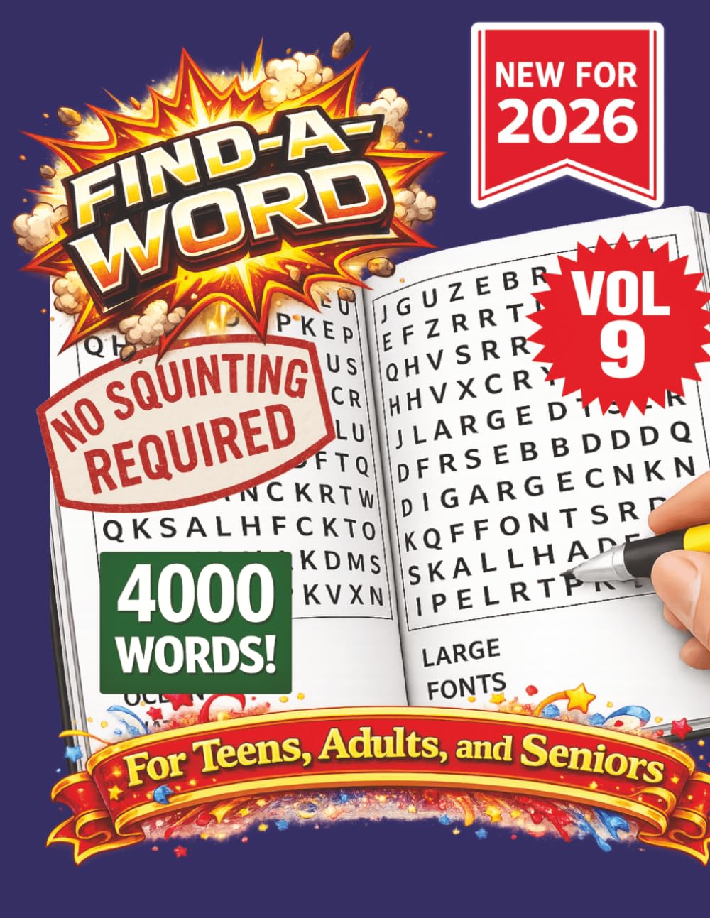 FIND-A-WORD Search Puzzle Book- New for 2026! 4000 Words-NO SQUINTING REQUIRED! VOL 9: FIND-A-WORD Search Puzzle book for all ages. Puzzles to keep ... 8.5x11 Format. (FIND-A-WORD 15 Volume Series)