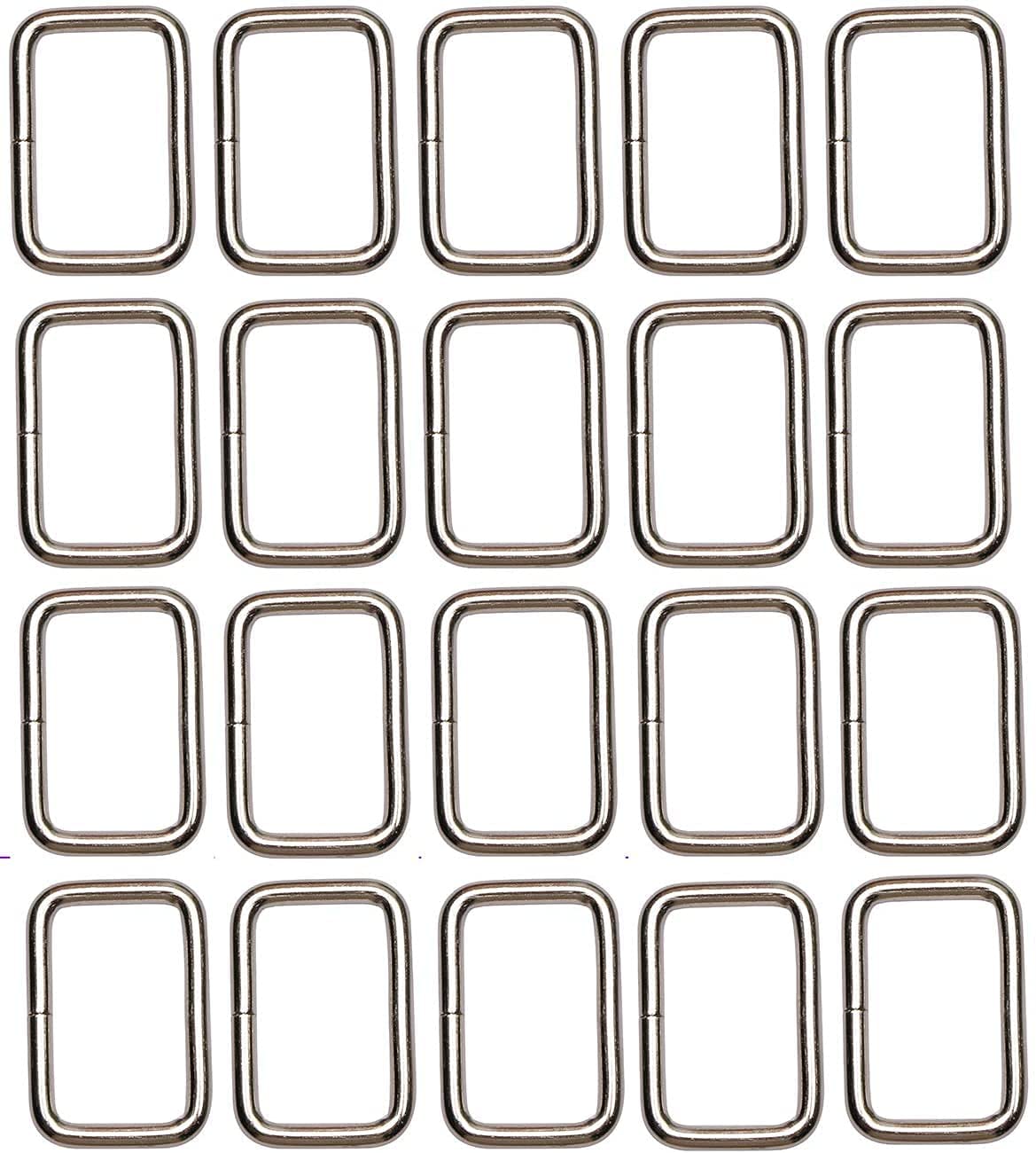 Croatia ® Rectangle Bag Purse Snap Hook Metal Loop Rings Webbing Belts Buckle for Handbag Strap DIY Accessories and Bag Making Repairing, Size : 1 inch / 25 mm Pack of 10 Silver
