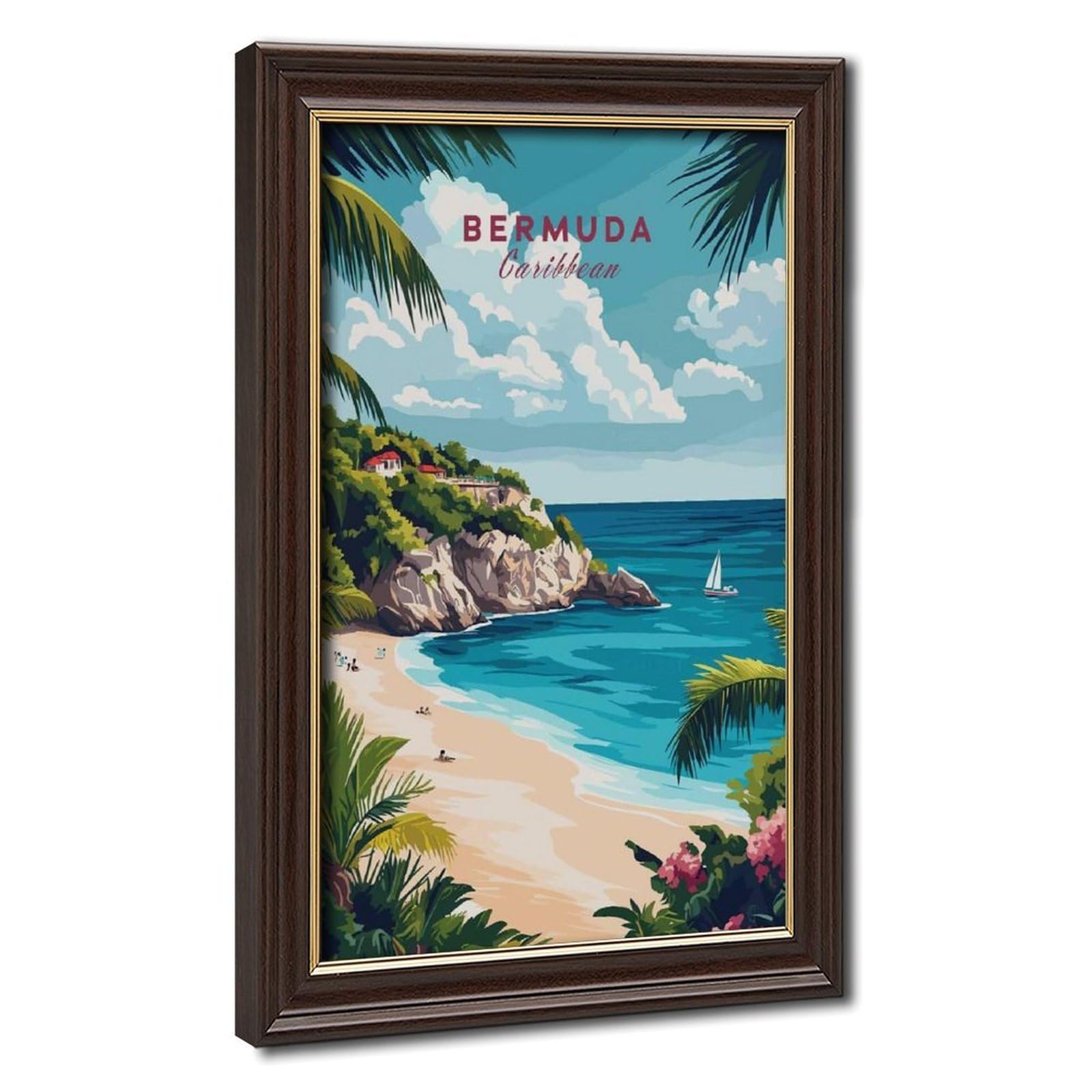 Bareronor Mokume Gane Frame-Style Bermuda Travel Canvas Poster For Dorm Room Decor Gift
