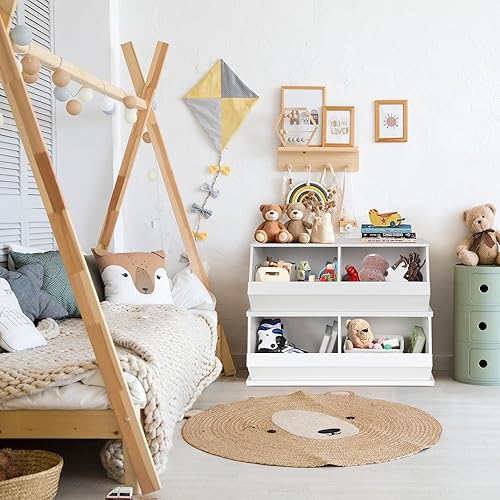 Miniatura 6 de Cowiewie Organizador de almacenamiento de juguetes, estante apilable de almacenamiento de juguetes para niños, caja de juguetes de gran capacidad