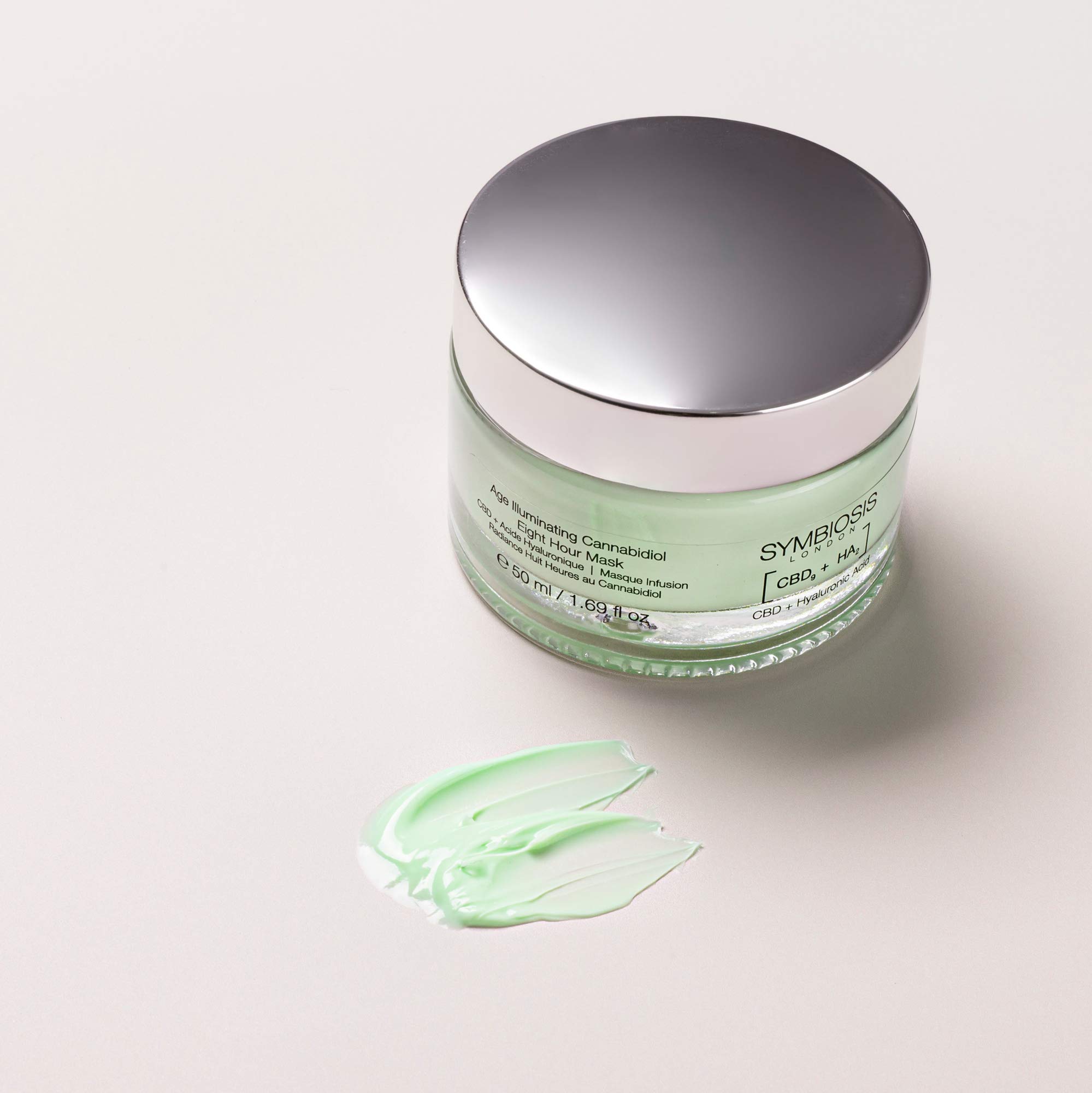 SYMBIOSIS LONDON Cbd + Acido Ialuronico, Maschera 8 Ore Illuminante Età con Cannabidiol, 50 Ml