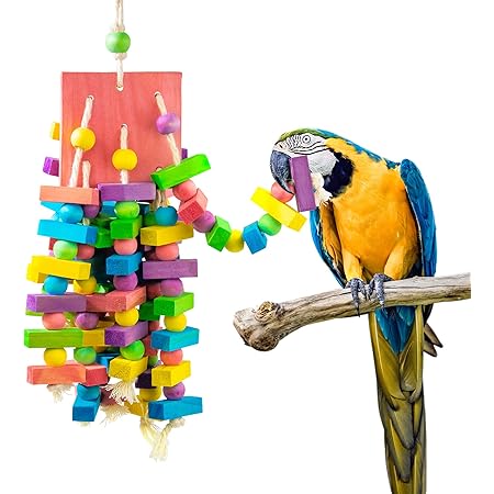 Large Parrot Toys Natural Peppered Wood Bird Toys For Large