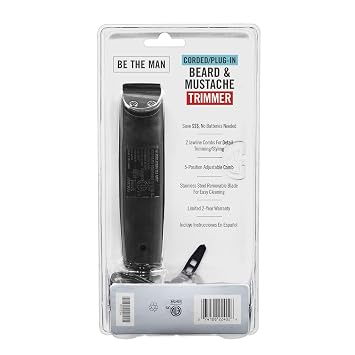 ConairMAN Beard Trimmer for Men Includes Nose and Ear Hair Trimmer and 5-Position Comb Attachment, 4 piece Men's Grooming Kit, Corded