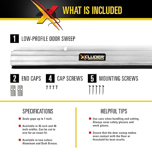 Miniatura 9 de Xcluder Barrido de puerta de perfil bajo de 48 pulgadas, bronce oscuro, paquete de 2  Sella animales, sellado mejorado contra la intemperie, fácil