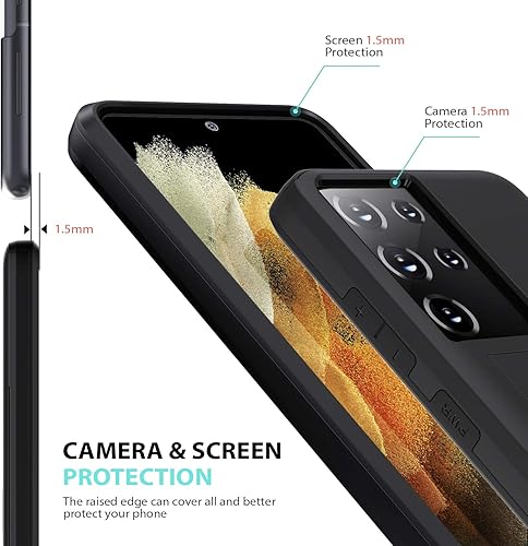 Miniatura 5 de ZUSLAB Funda tipo cartera compatible con Samsung Galaxy S21 Ultra 5G, funda para teléfono con soporte para tarjetas, a prueba de golpes,