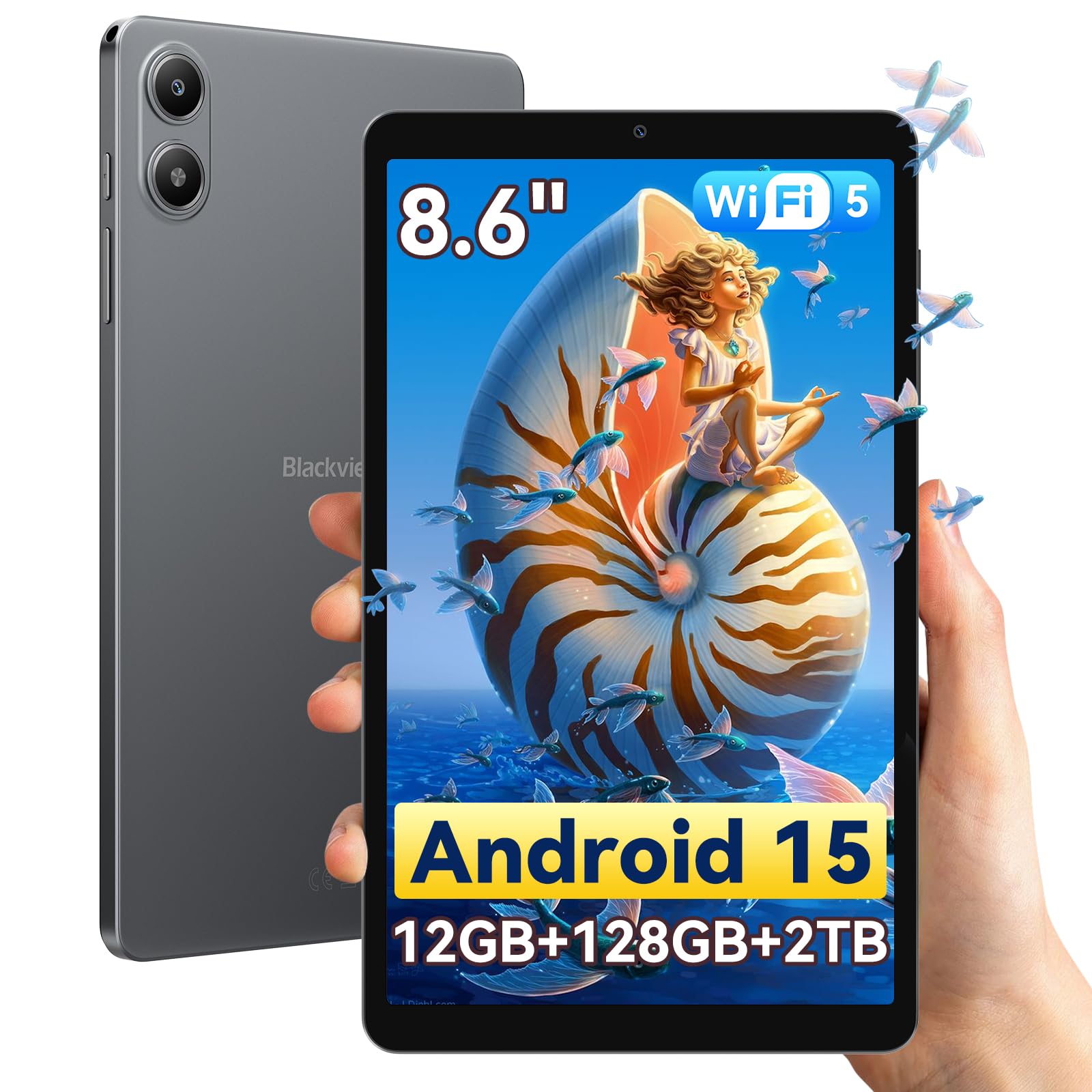 Blackview Link2 8 Zoll Tablet Android 15, 1340 * 800 Display, Mini Tablet Gaming, 12GB RAM + 128GB ROM/1TB TF, Gemini AI 2.0, Face ID, Widevine L1/5G WiFi/5000mAh/8MP+5MP/GPS/OTG/OTA/Bluetooth 5.0