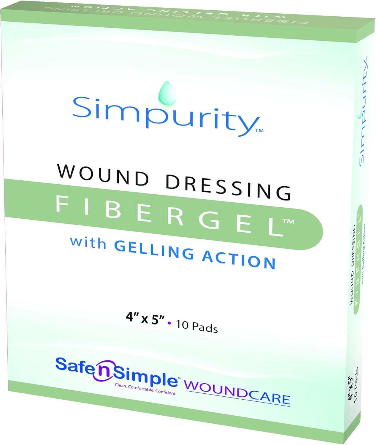 Simpurity Fibergel Wound Dressing with Gelling Action, 4" X 5", Box of 10 : Everything Else