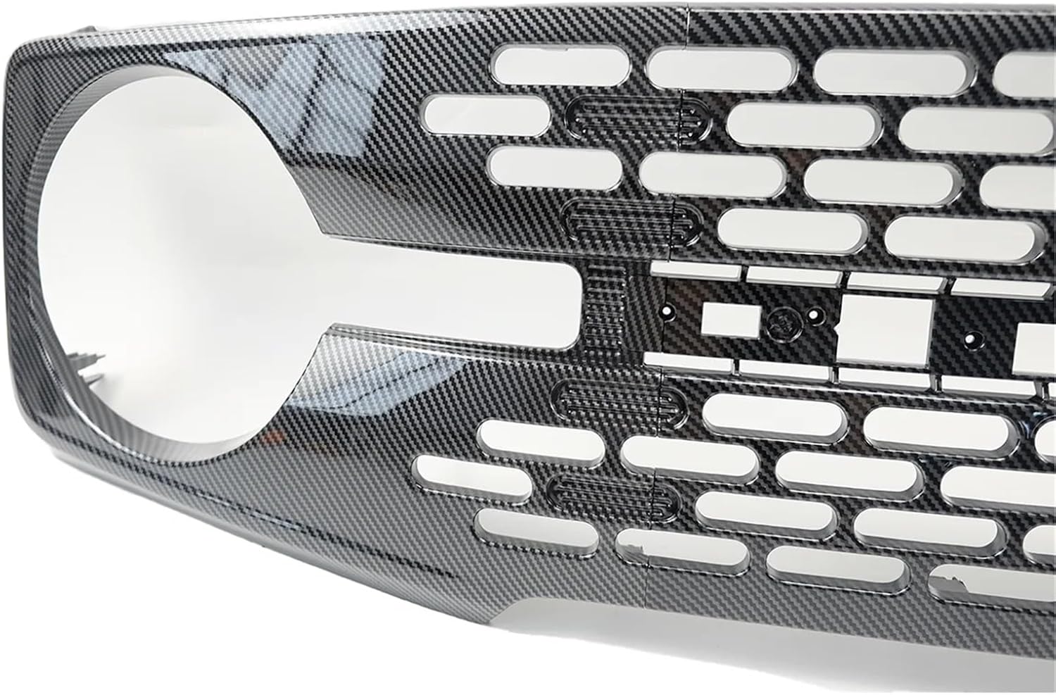 車フロントアッパーバンパーメッシュグリルグリル交換用フォードブロンコ2021-2023グロッシーブラックカーボンファイバースタイルマ