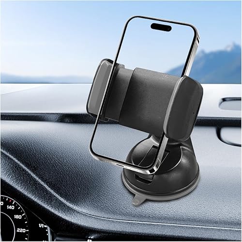 Soporte para teléfono celular de automóvil, soporte de teléfono automático ajustable en 360 con ventosa fuerte, soporte de navegación para