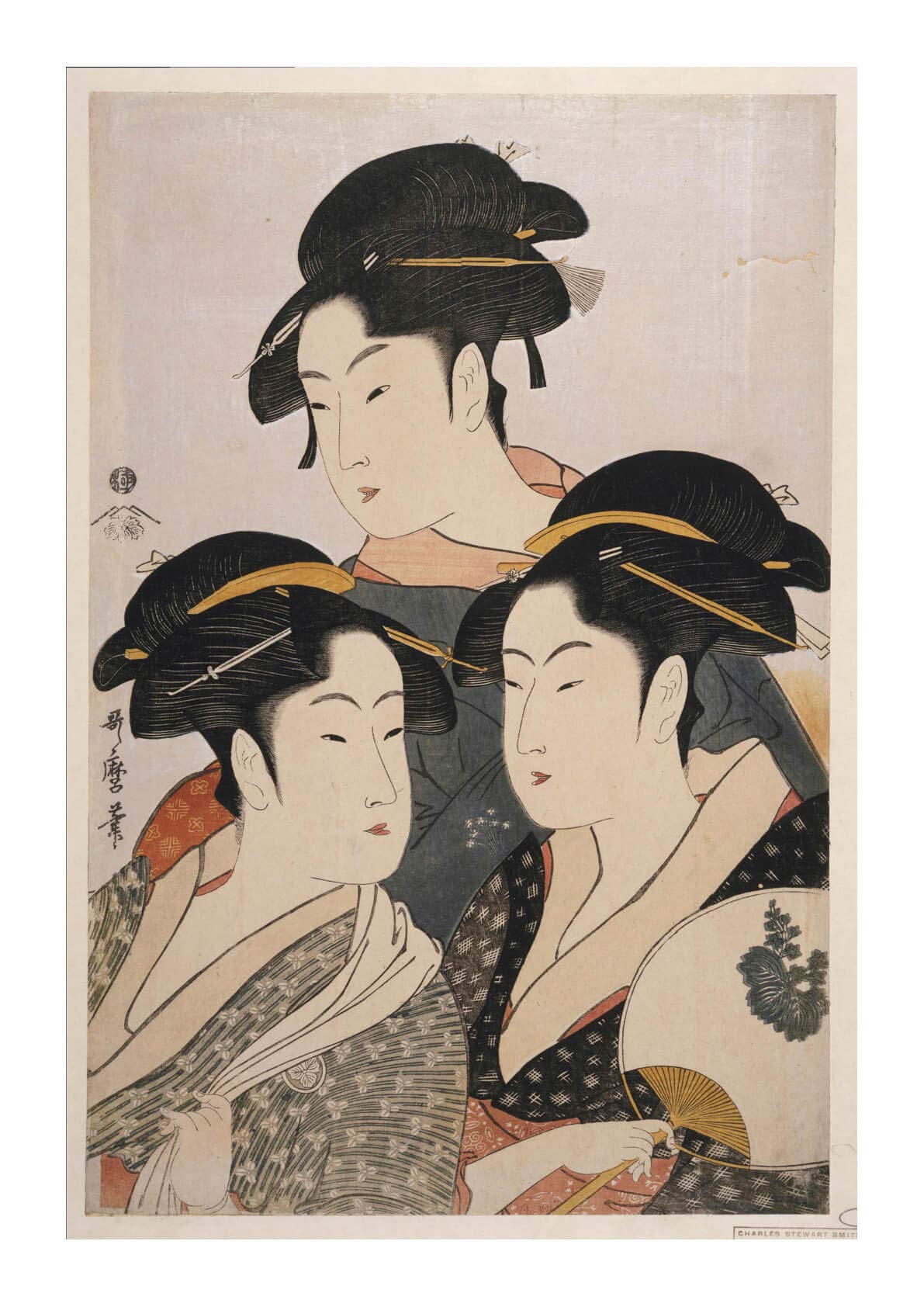 Impresión de arte Three Women de Utamaro, papel mate de archivo de alta calidad