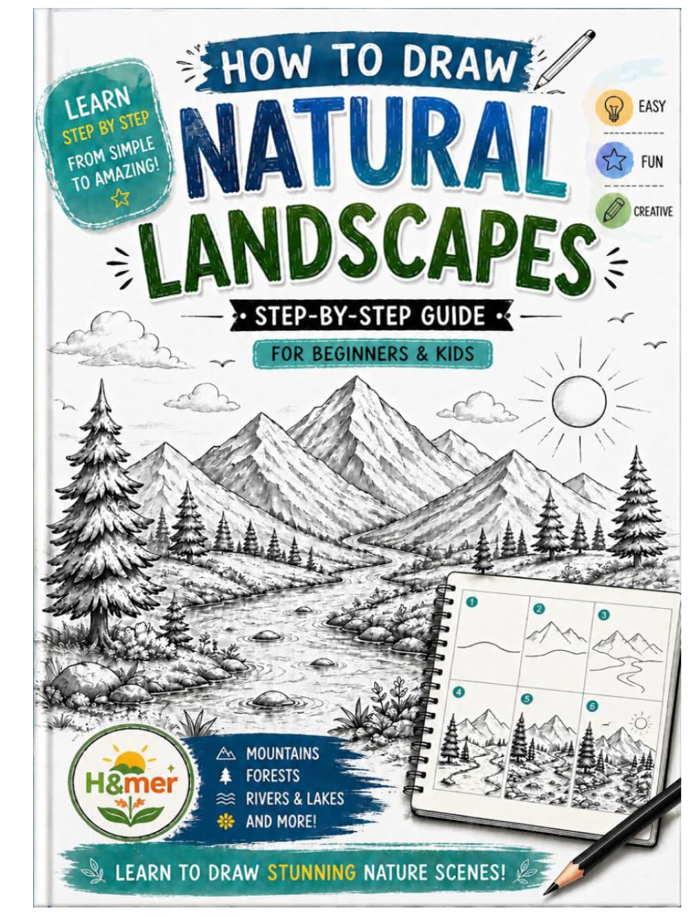 How to Draw Natural Landscapes : A Step-by-Step Guide for Beginners and Kids.