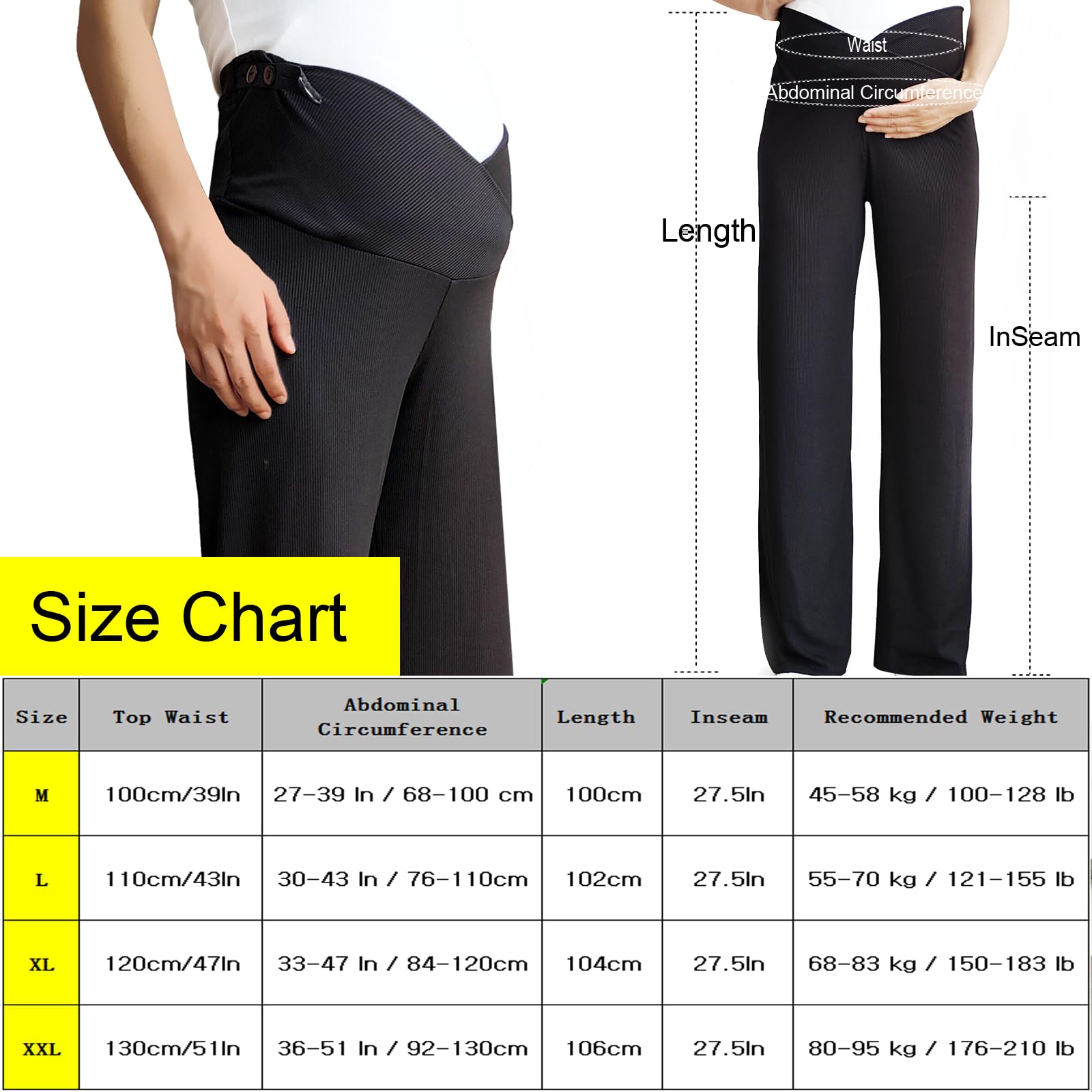 Pantalon Maternité Jambes Larges, Pantalon Long Décontracté de Grossesse Femme, Pantalons Maternité pour Travail, L'entraînement Salon L'athlétisme