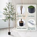 Olive Tree, 6FT Tall Faux Olive Tree with Moss and Planter, Olive Trees Artificial Indoor with Realistic Wood Trunk and Lifelike Fruits, Olive Fake Tree for Home Office Living Room Decor