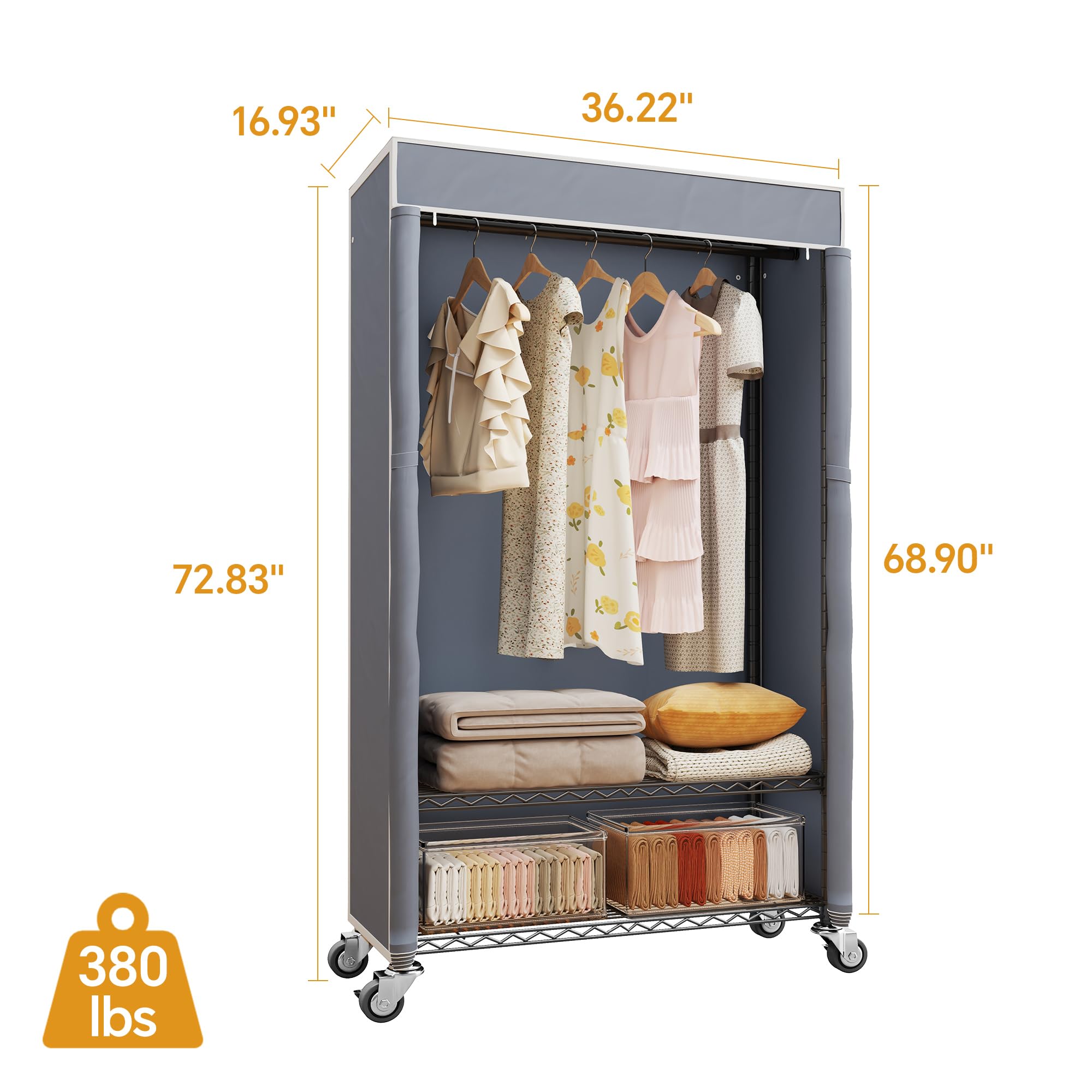 Amazon.com: Higeego H4 Heavy Duty Clothes Rack with Cover
