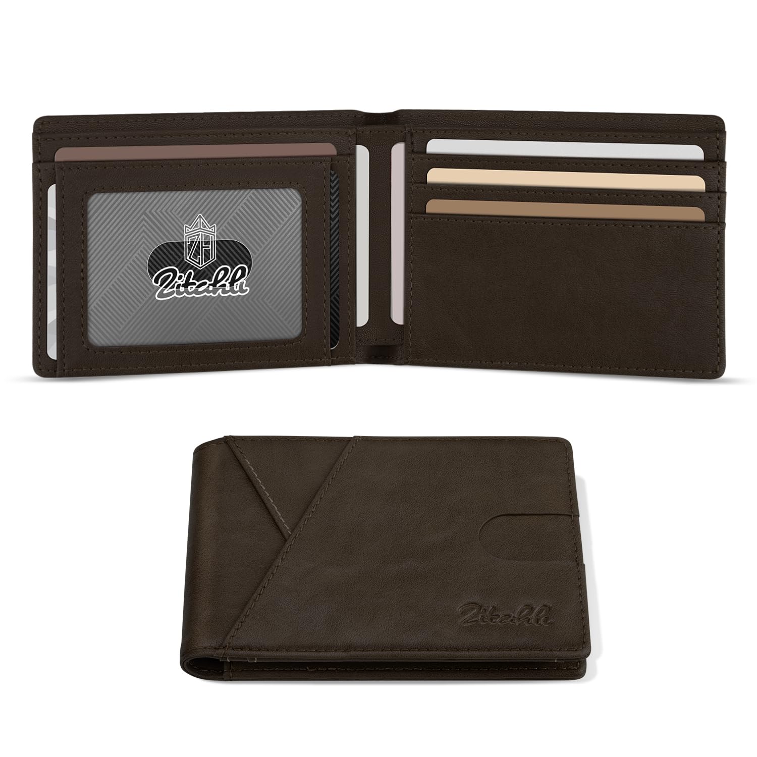 Zitahli Bifold Wallets for Men, Slim RFID Leather Card Holder Cash Pocket | Minimalist Front Pocket Design, Holds 11 Cards, RFID Protection, Gifts for Men on Birthdays, Father’s Day, and Christmas