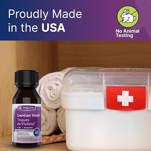 Miniatura 7 de De La Cruz Violeta de Genciana - Violeta de Genciana - Tintura de Violeta 1% Antiséptico de Primeros Auxilios, 1 FL OZ (4 Botellas)