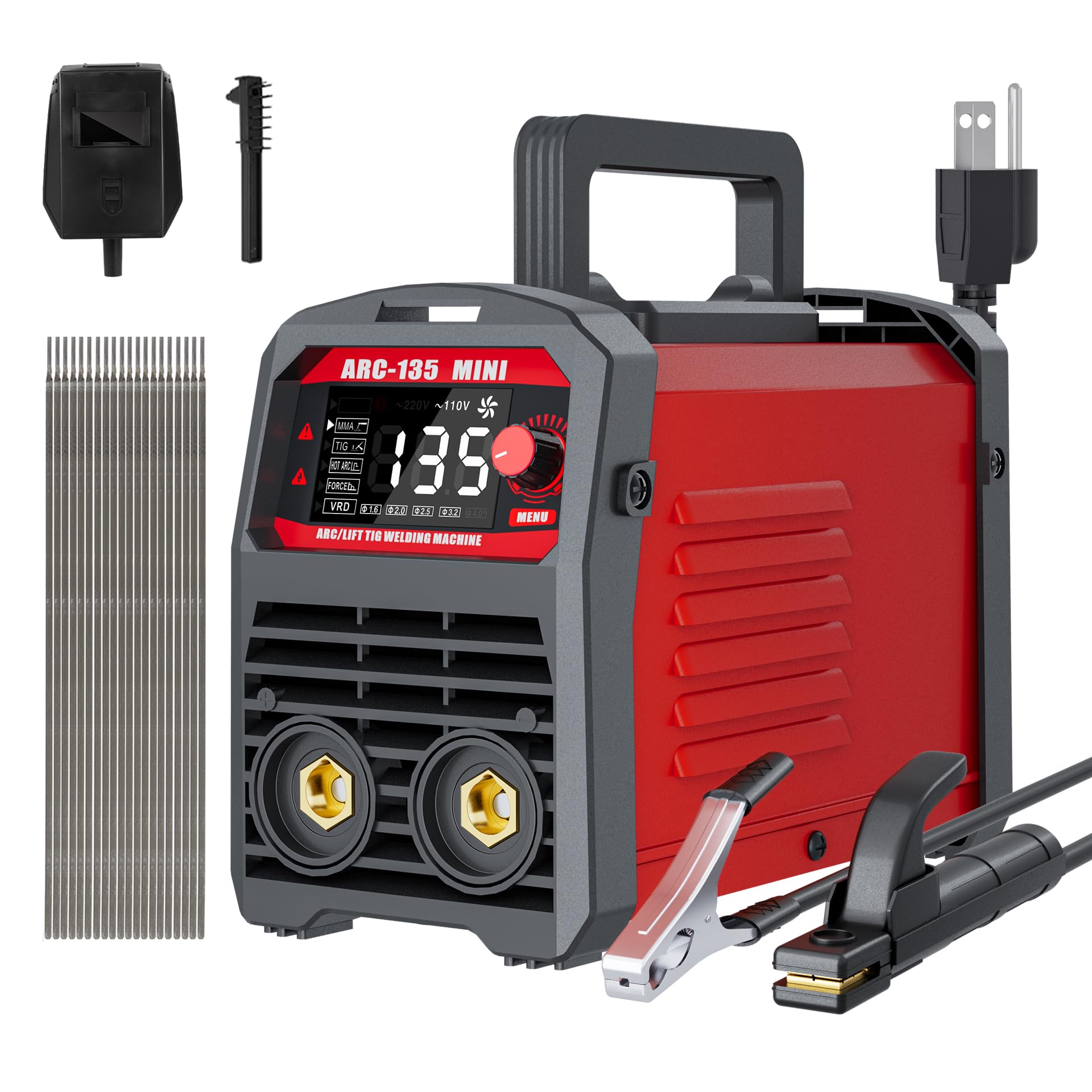 Stick Welder, ARC 135 Portable Welding Machine 110V, Stick/Lift TIG Mini Welder Machine 2 In 1 with Large LED Display, IGBT Inverter, Home DIY Arc Welder, Hot Start,Arc force, Anti-Stick, VRD