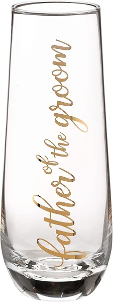 Lillian Rose Father of Groom Stemless Champagne Wedding Toasting Glass, 2x2x5.75, Gold,G116 FG