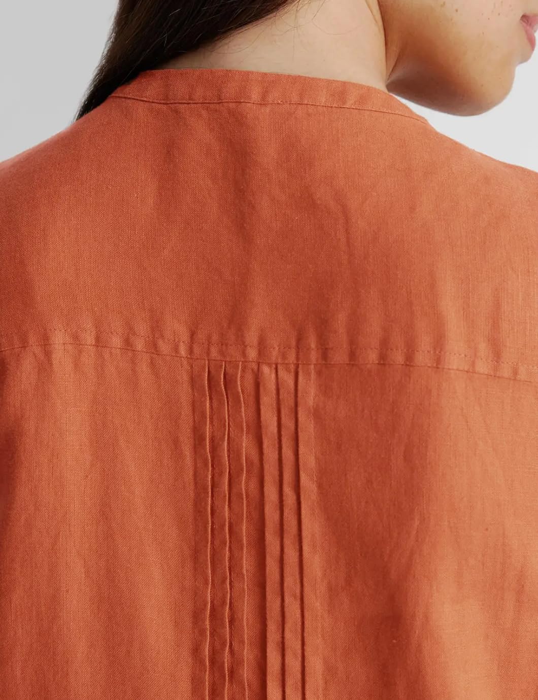 Women's Summer Linen Scoop Neck Sleeveless Swing Tank Dress Casual Front Button Dresses with Pockets(Orange,S), Small - Image 5