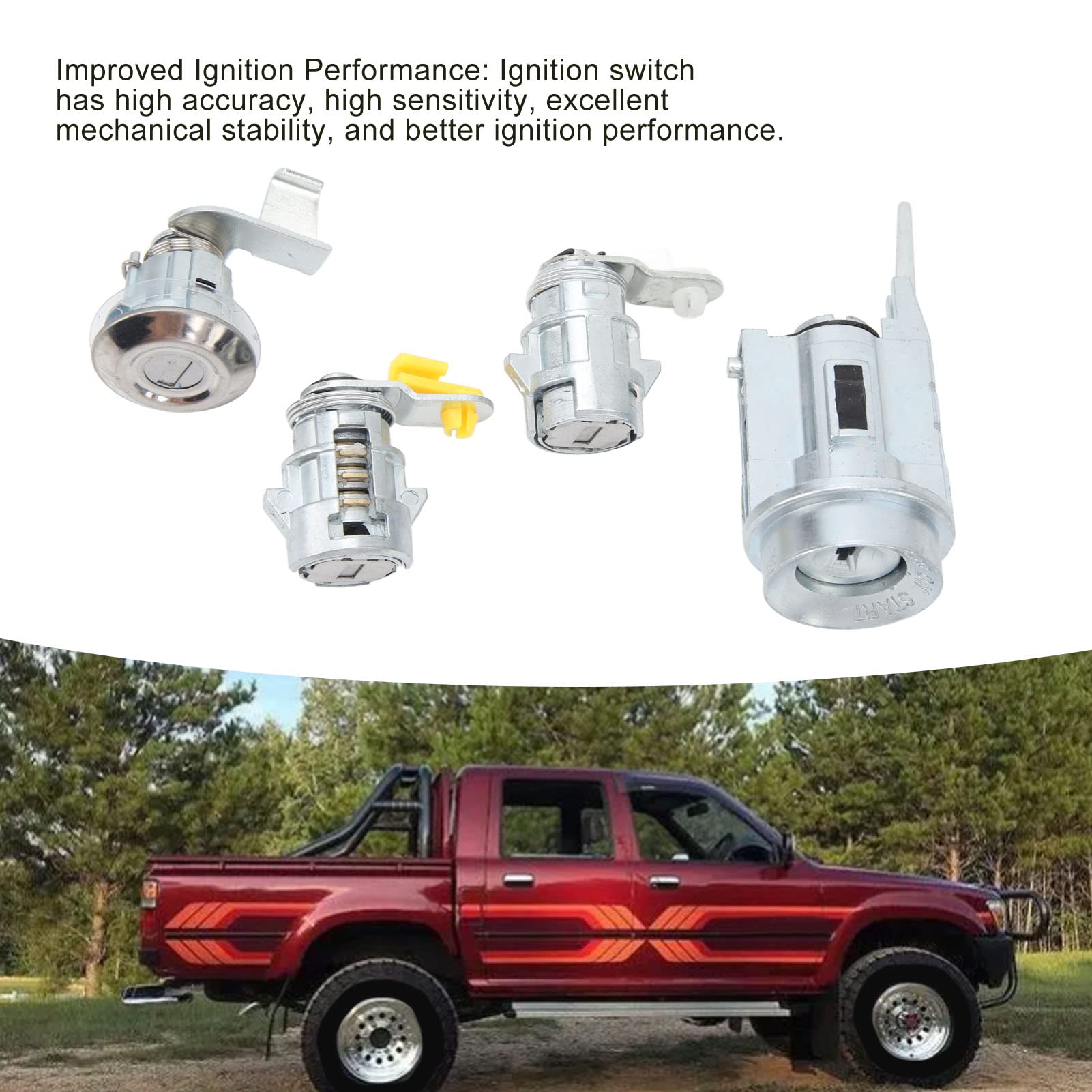 Aramox Set Cilindro Accensione Serratura per Hilux LN80 LN85, Set Cilindro Serratura Accensione D2191608 Kit Serratura Cilindro Accensione con 2 Chiavi