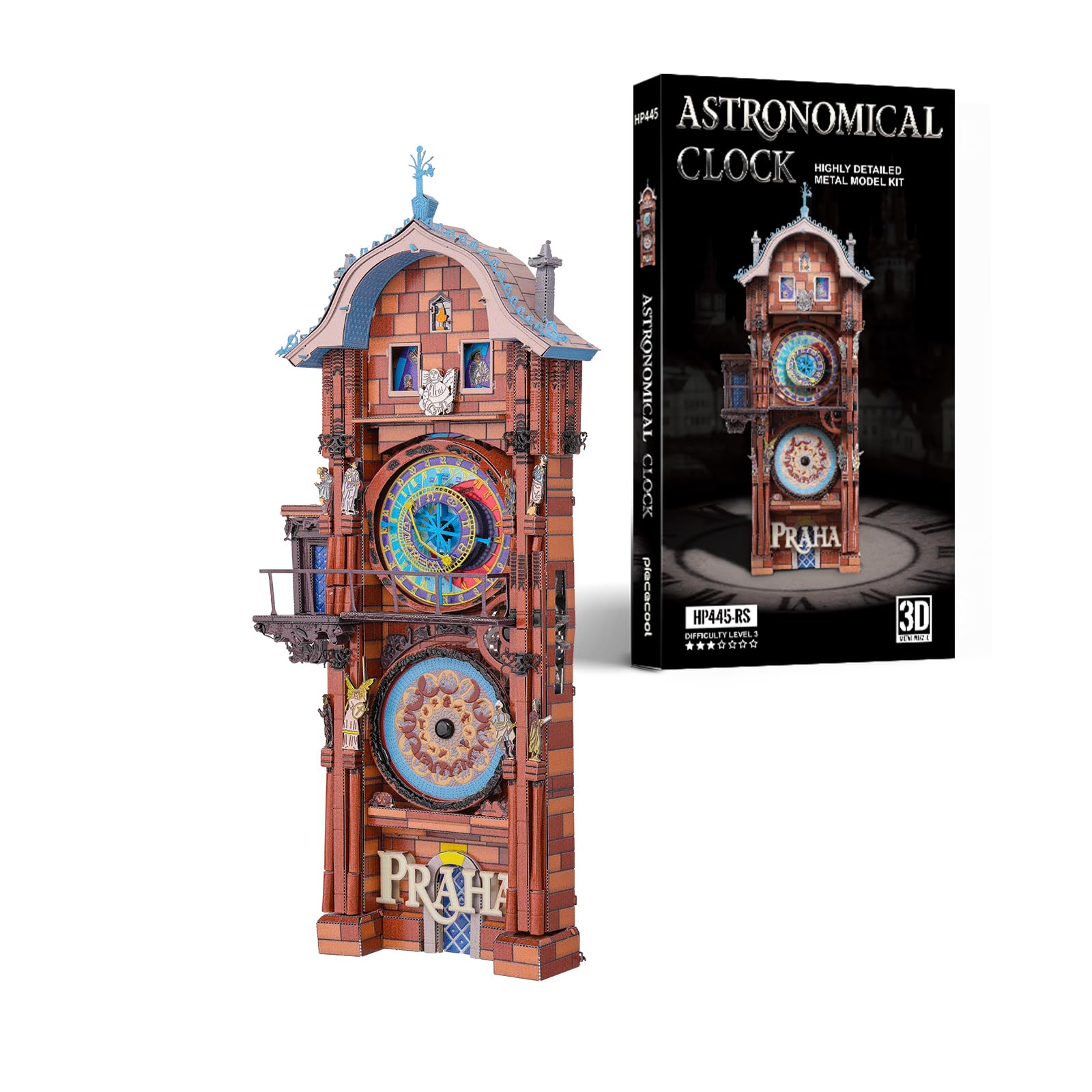 Piececool 3D Metal Puzzle Prague Astronomical Clock Stainless Steel 117pc